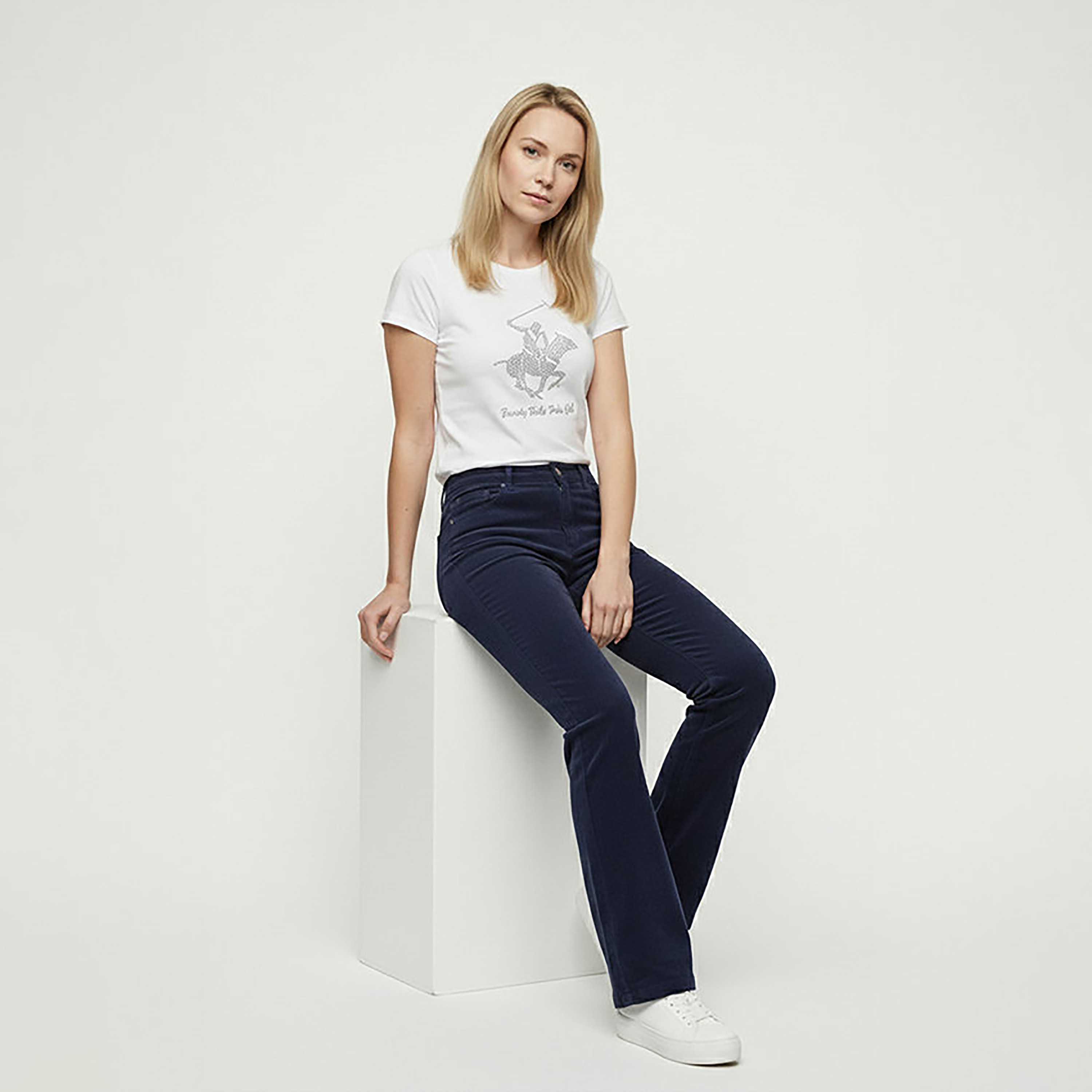 Beverly Hills Polo Club Embellished Logo Crew Neck Short Sleeves Women's T-Shirt-women-clothing-tshirts-image-2