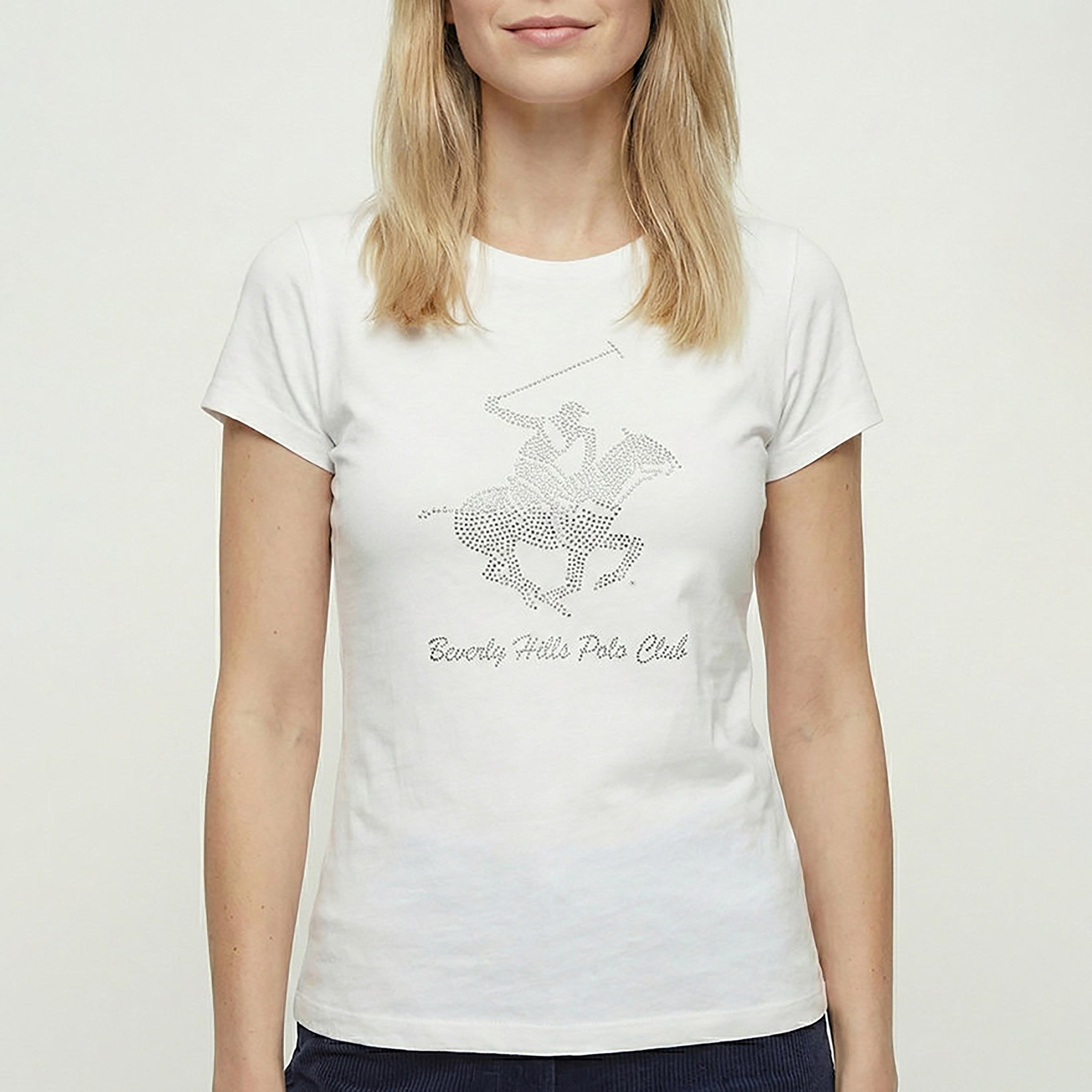Beverly Hills Polo Club Embellished Logo Crew Neck Short Sleeves Women's T-Shirt-women-clothing-tshirts-image-4