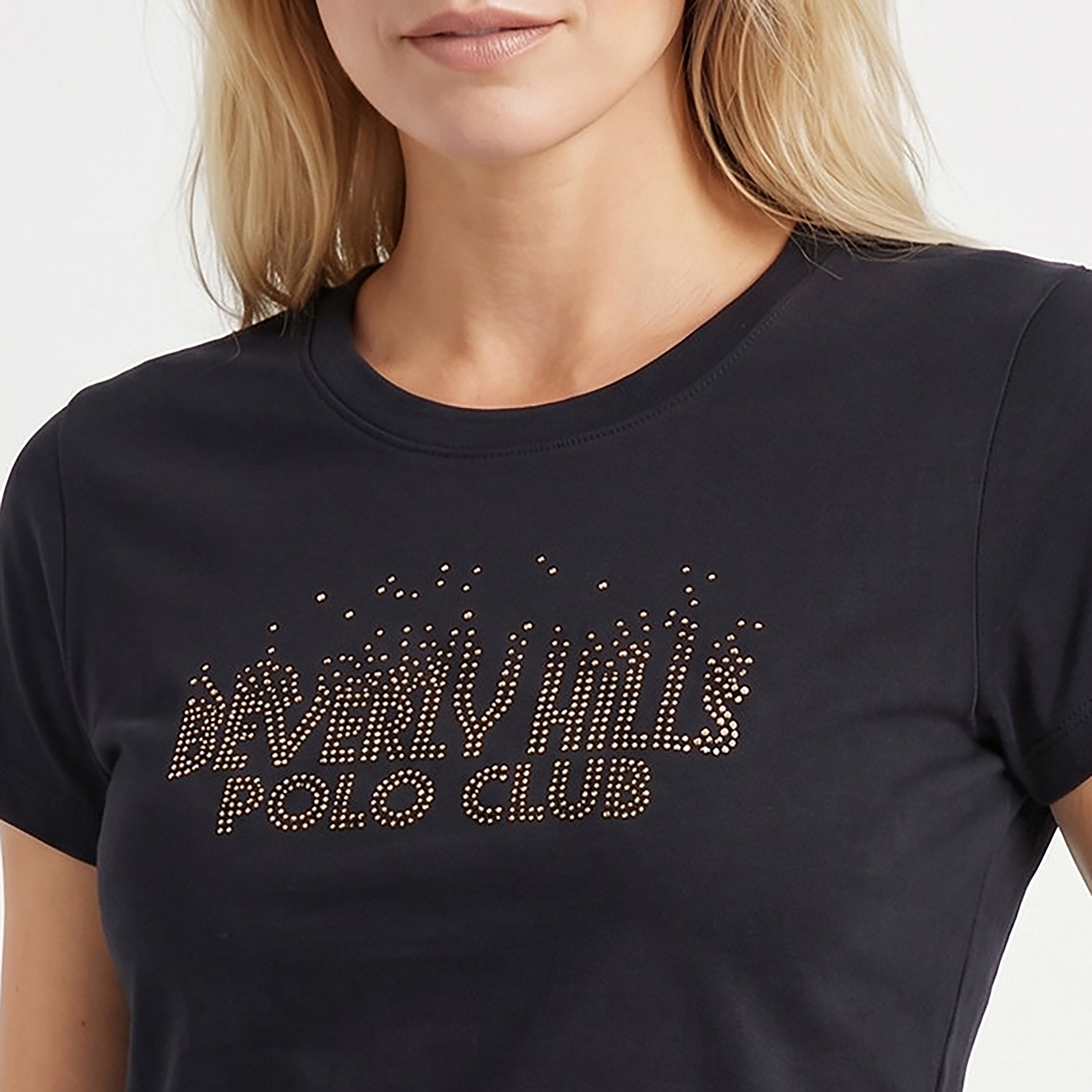 تيشرت نسائي مزين بنص وبياقة دائرية وأكمام قصيرة من بيفرلي هيلز بولو كلوب-women-clothing-tshirts-image-4