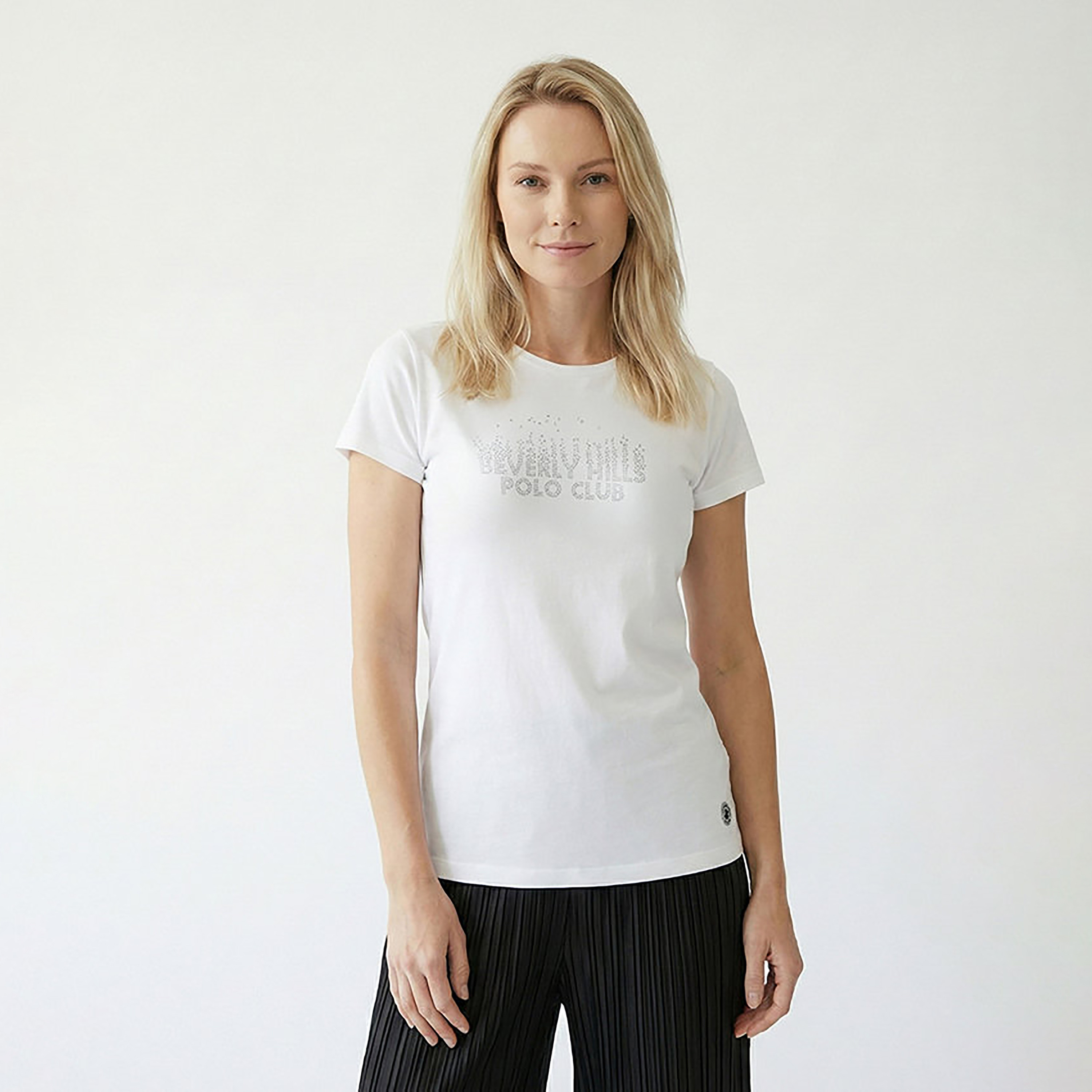 Beverly Hills Polo Club Embellished-Text Crew Neck Short Sleeves Women's T-Shirt-women-clothing-tshirts-image-1