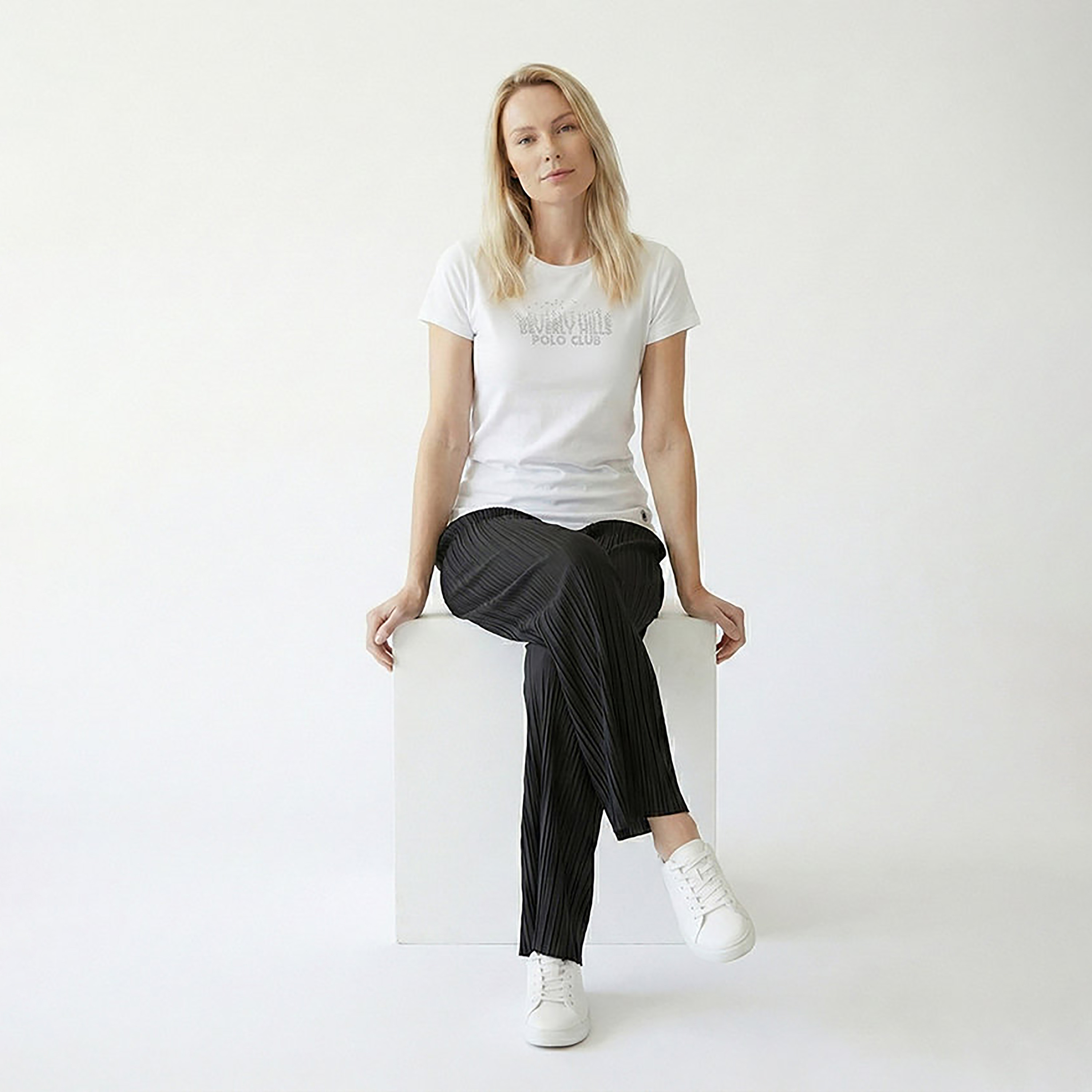 Beverly Hills Polo Club Embellished-Text Crew Neck Short Sleeves Women's T-Shirt-women-clothing-tshirts-image-2