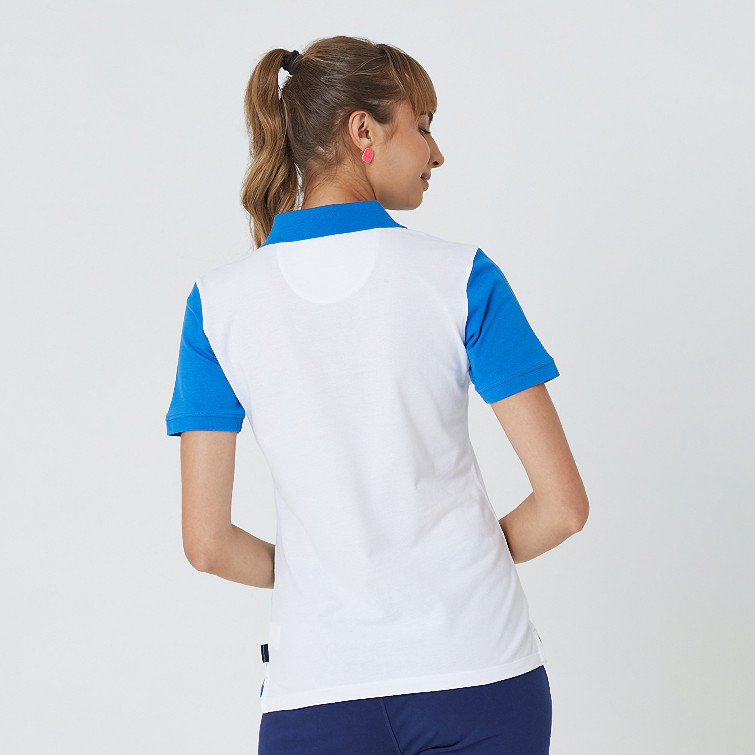 Beverly Hills Polo Club Color-Block Collared Short Sleeves Women's Polo T-Shirt-women-clothing-tshirts-image-2