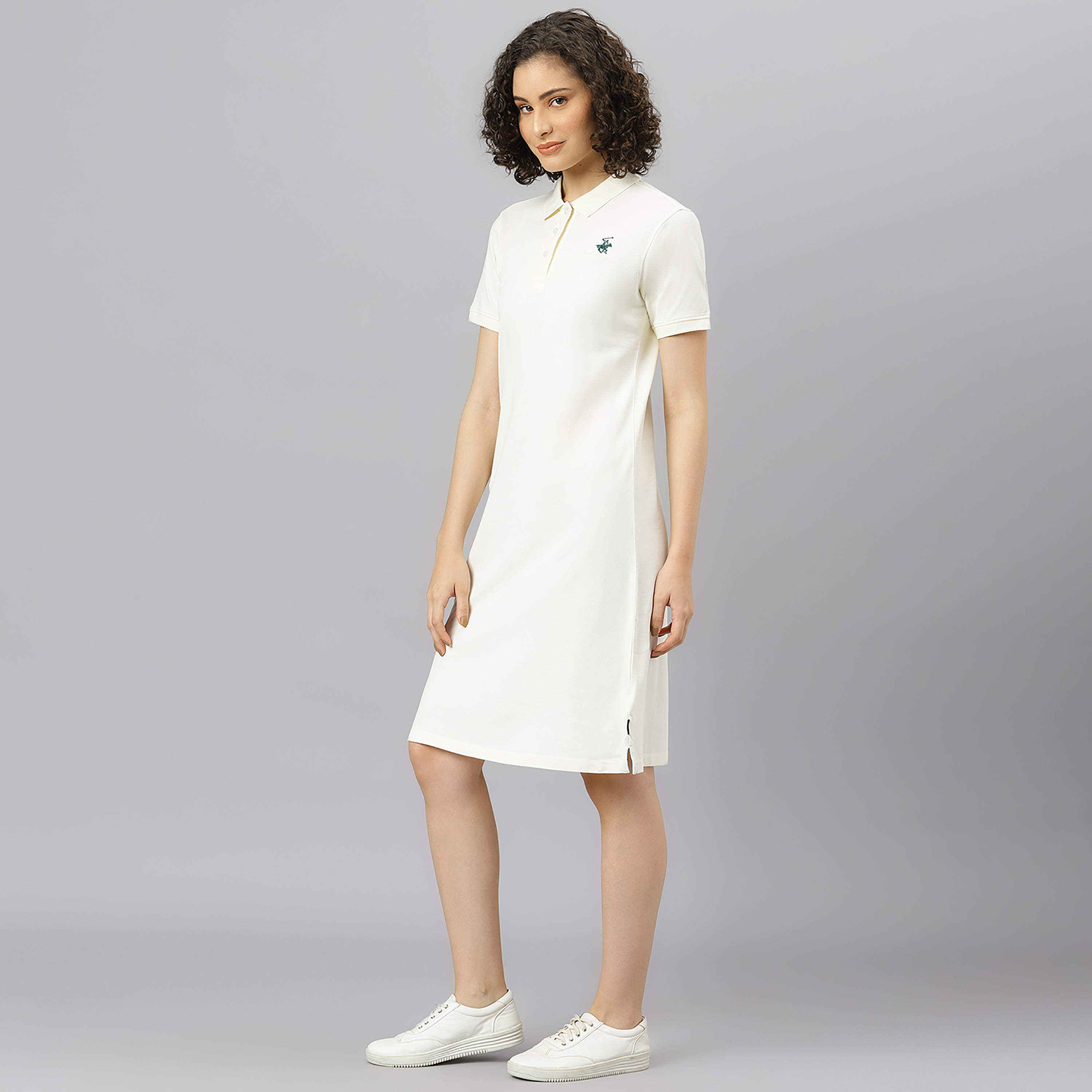 Beverly Hills Polo Club Logo Collared T-Shirt Knee Length Dress-women-clothing-dresses-image-2