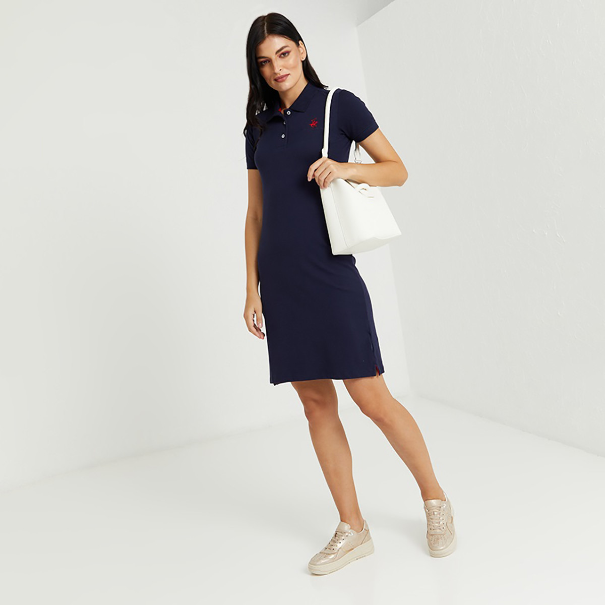 بيفرلي هيلز بولو كلوب-  فستان نسائي متوسط ​​الطول بأكمام قصيرة-women-clothing-dresses-image-4