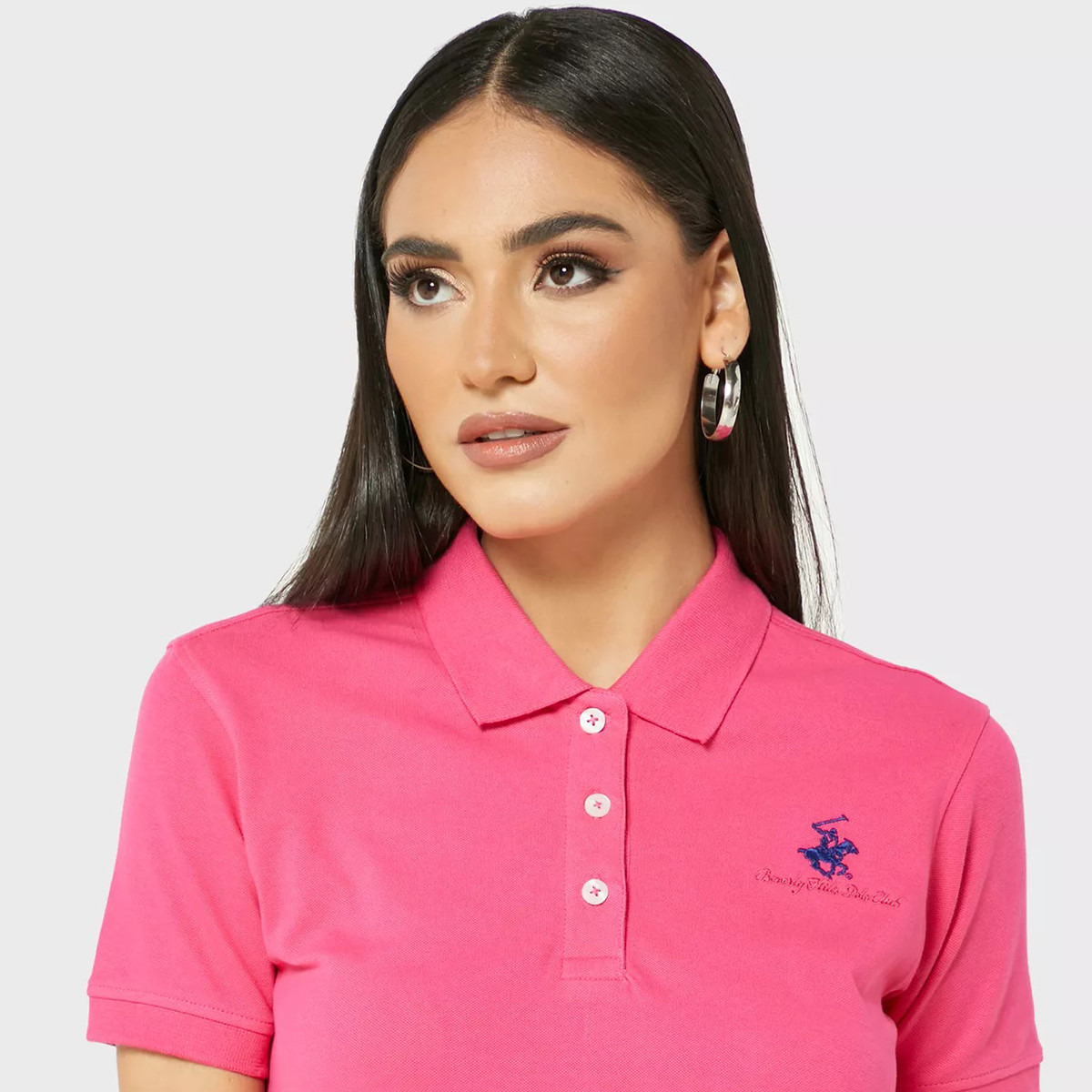 فستان تي شيرت من بيفرلي هيلز بولو كلب نسائي بأكمام قصيرة مع شعار وردي-women-clothing-dresses-image-3