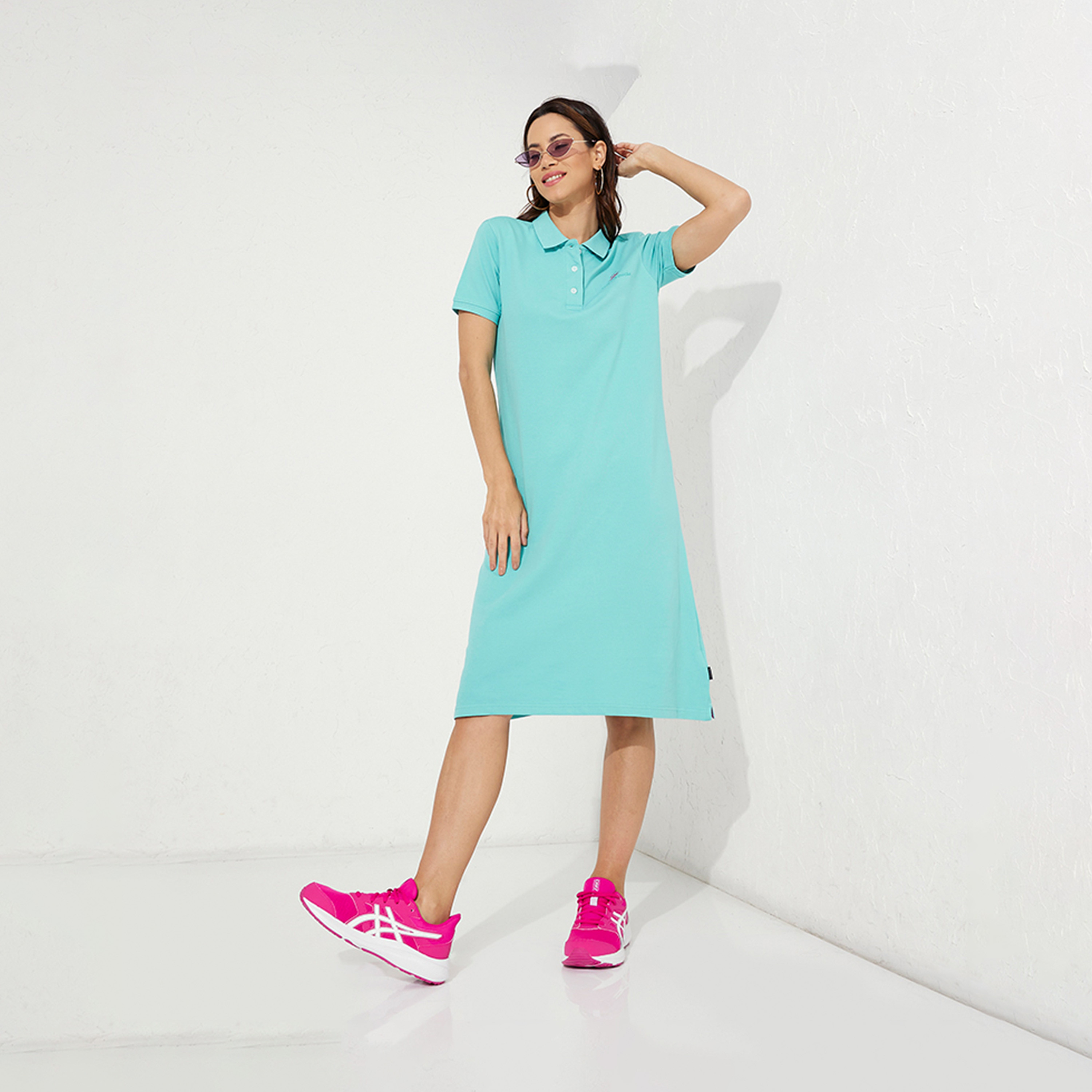 بيفرلي هيلز بولو كلوب- فستان نسائي متوسط الطول بياقة دائرية أكمام قصيرة-women-clothing-dresses-image-4