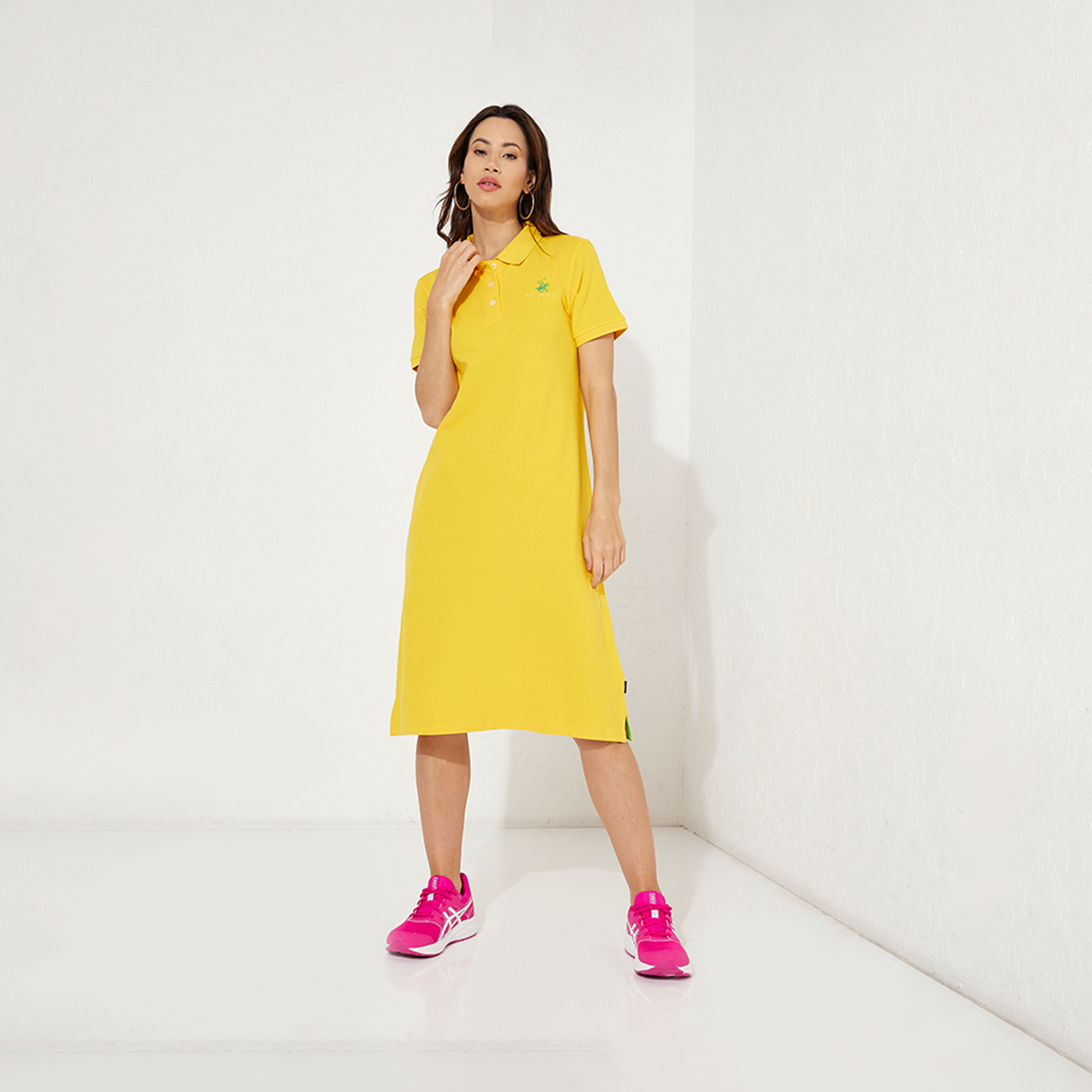 بيفرلي هيلز بولو كلوب- فستان نسائي متوسط الطول بياقة دائرية أكمام قصيرة-women-clothing-dresses-image-9