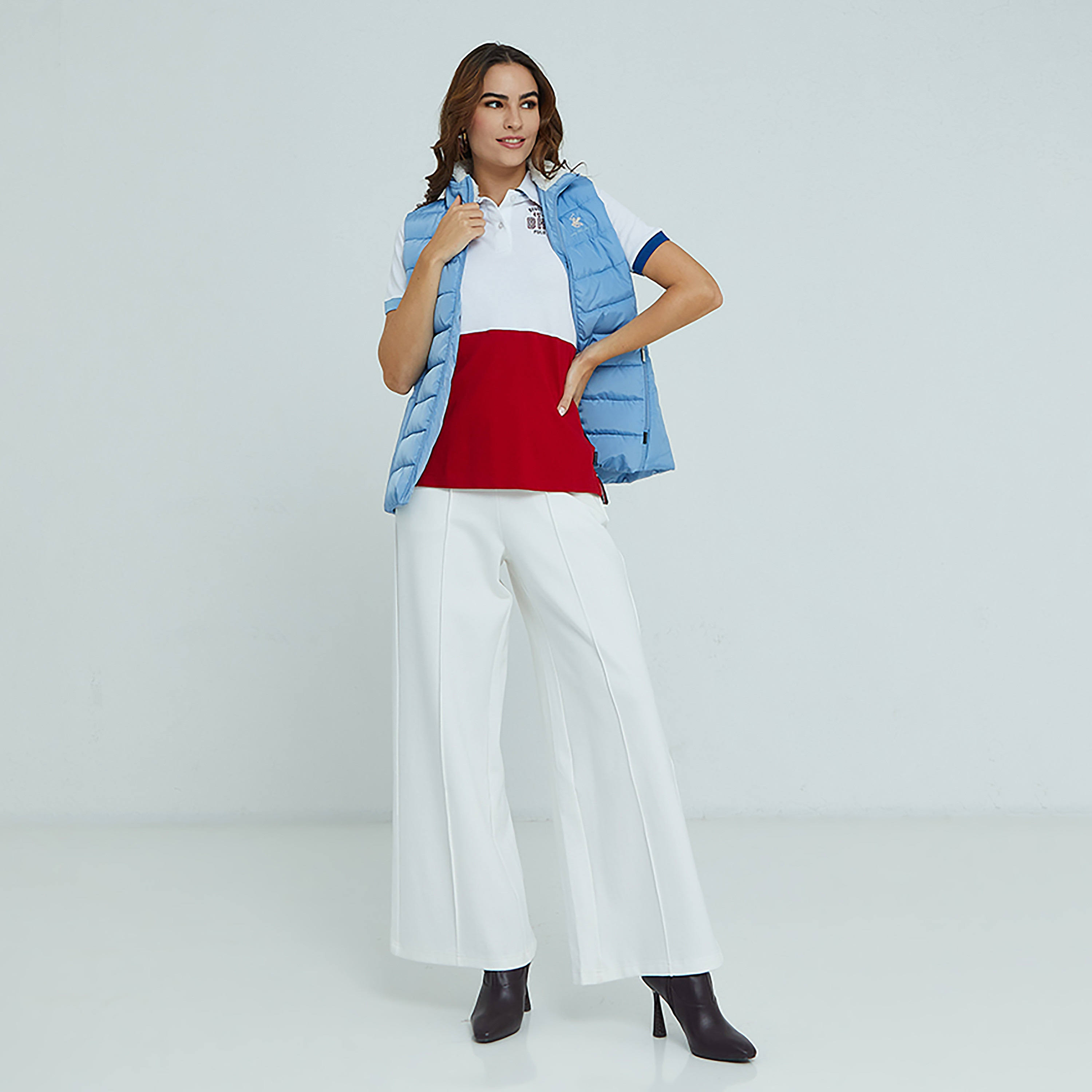 Beverly Hills Polo Club Colour Block Collared Short Sleeves Polo T-Shirt-women-clothing-tshirts-image-2