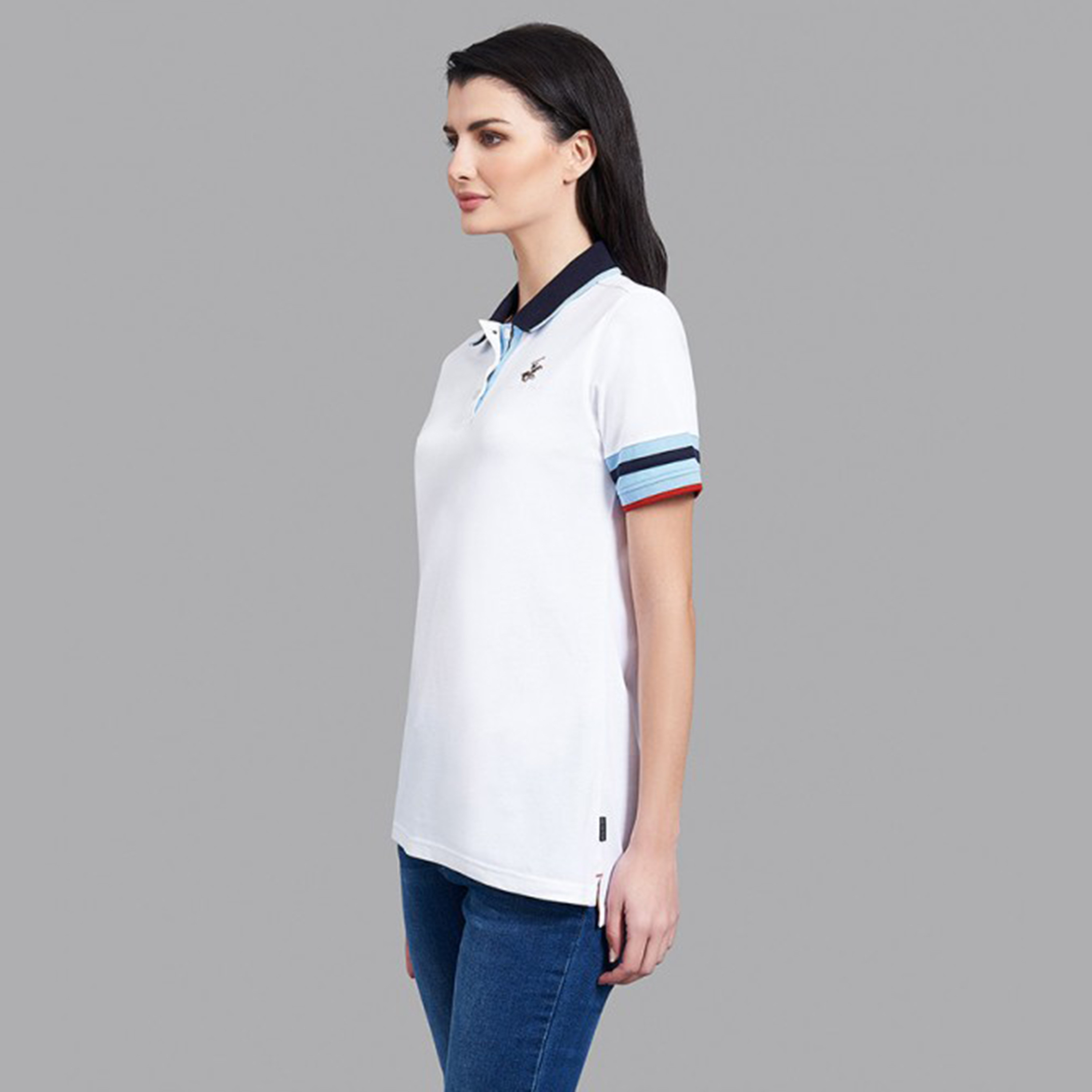 تي شيرت بيفرلي هيلز بولو كلب بأكمام قصيرة سادة بأزرق كحلي للنساء-women-clothing-tshirts-image-6