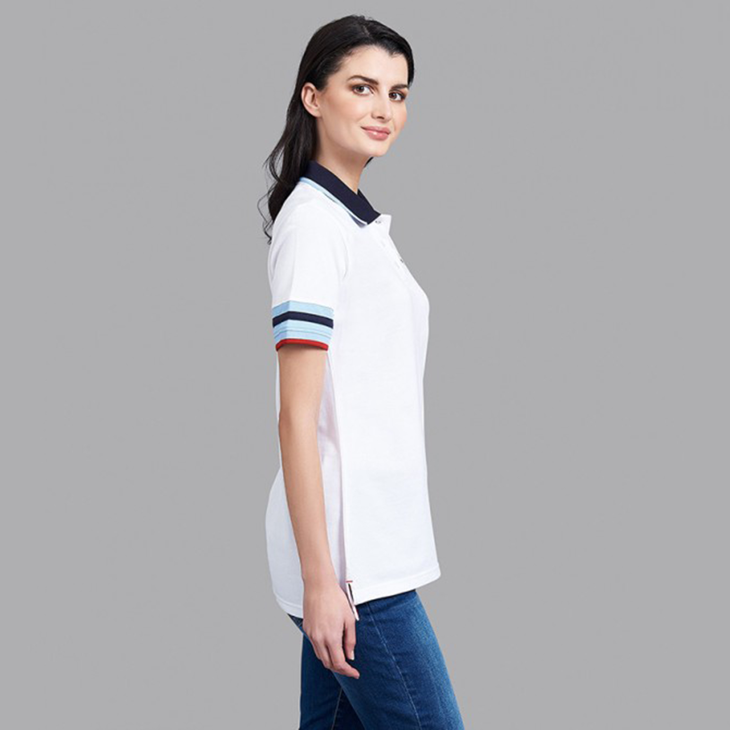 تي شيرت بيفرلي هيلز بولو كلب بأكمام قصيرة سادة بأزرق كحلي للنساء-women-clothing-tshirts-image-7