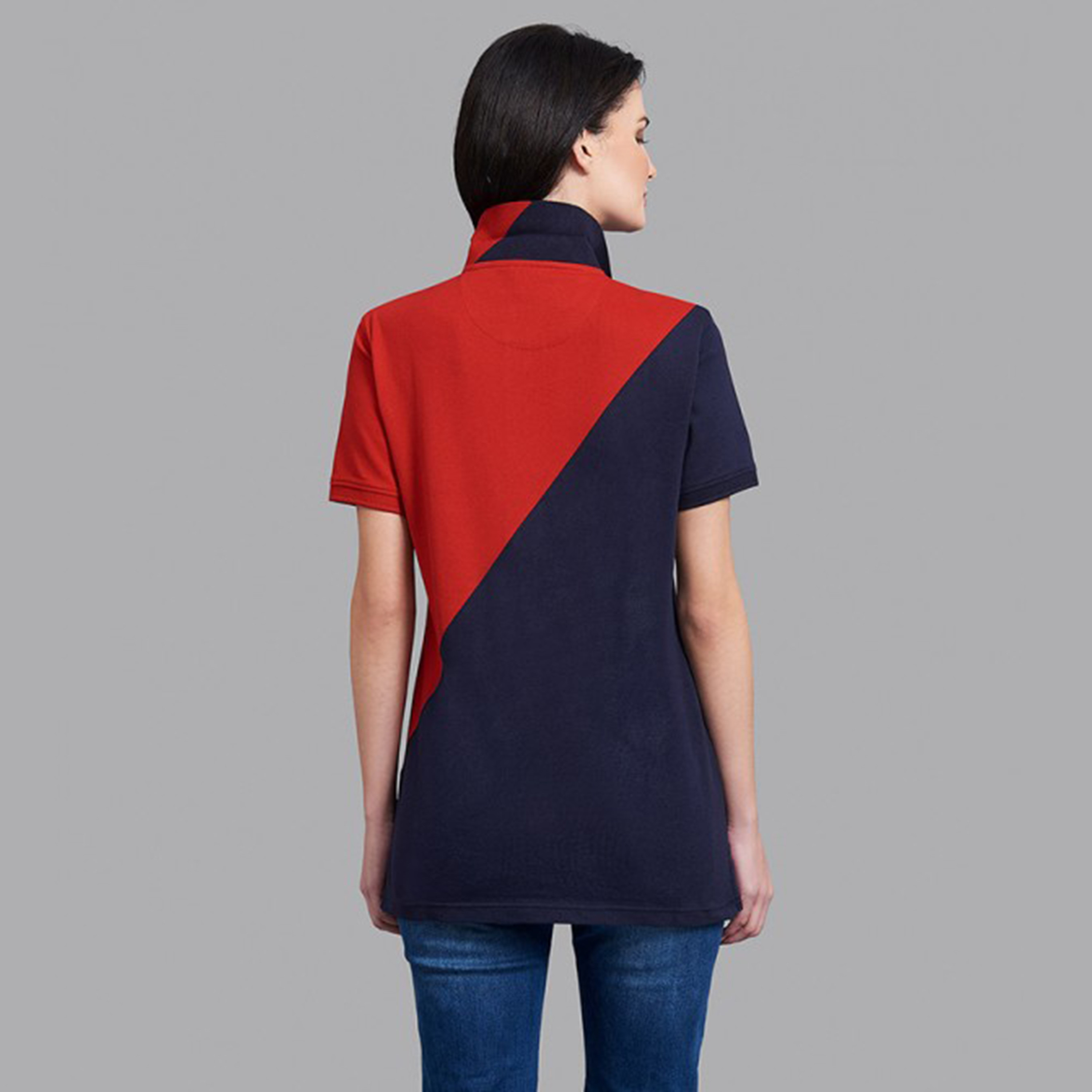 تي شيرت بيفرلي هيلز بولو كلب بأكمام قصيرة مع منسوجة بلون أزرق كحلي للنساء-women-clothing-tshirts-image-4