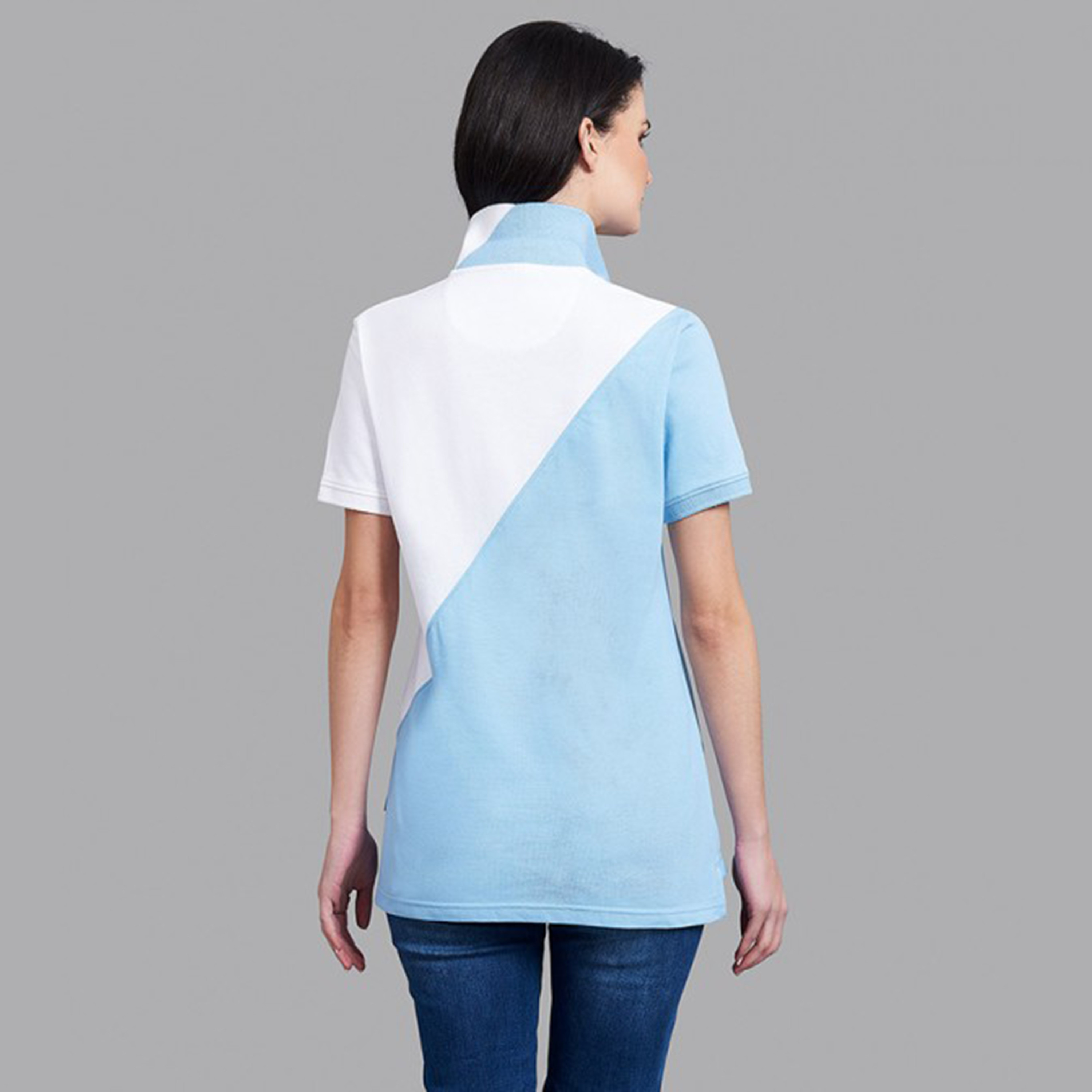 تي شيرت بيفرلي هيلز بولو كلب بأكمام قصيرة مع منسوجة بلون ازرق للنساء-women-clothing-tshirts-image-4