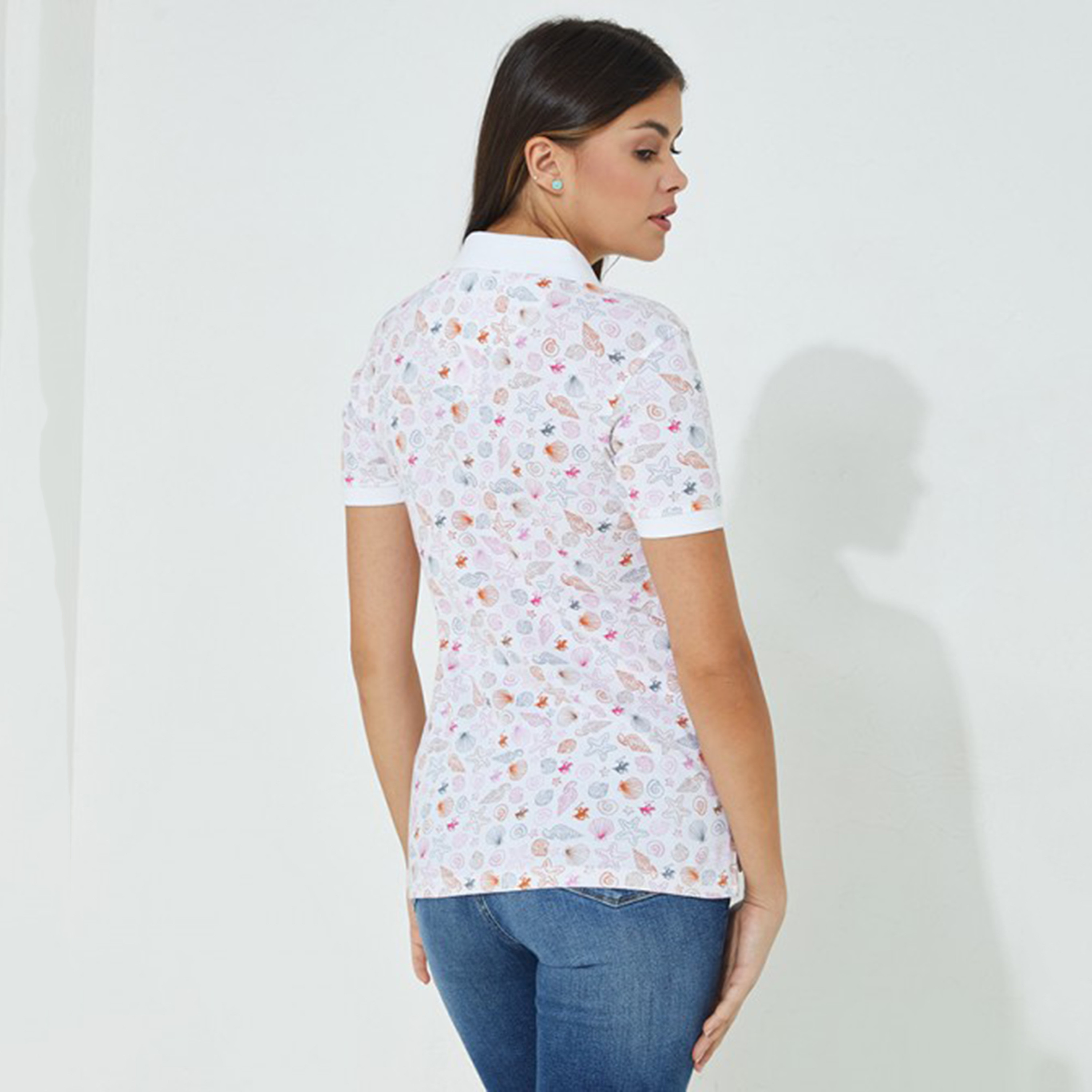 تي شيرت بيفرلي هيلز بولو كلب بأكمام قصيرة مطبوعة بلون ابیض للنساء-women-clothing-tshirts-image-2