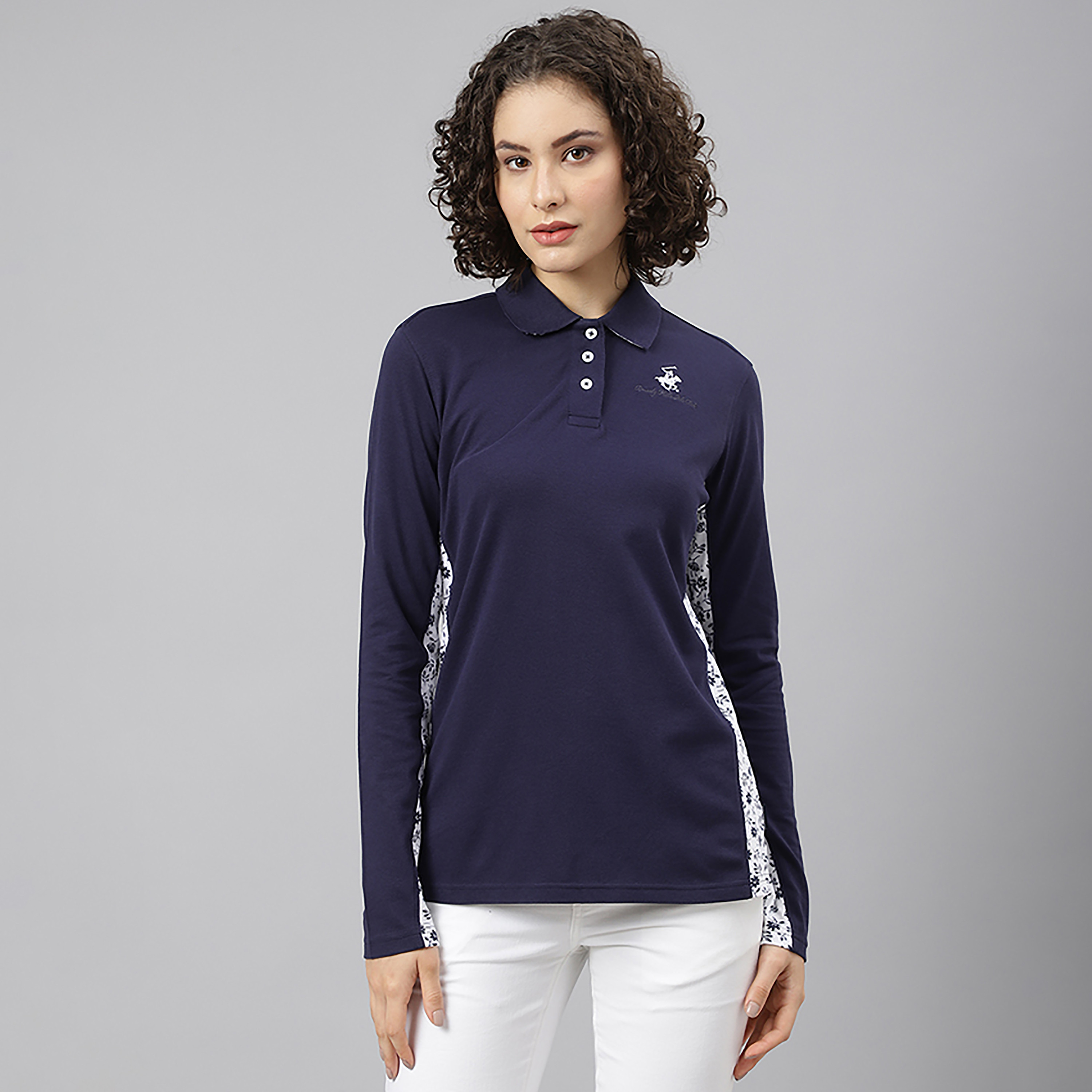 تي شرت بولو بأكمام طويلة وياقة مطبوعة من بيفرلي هيلز بولو كلوب -women-clothing-tshirts-image-1