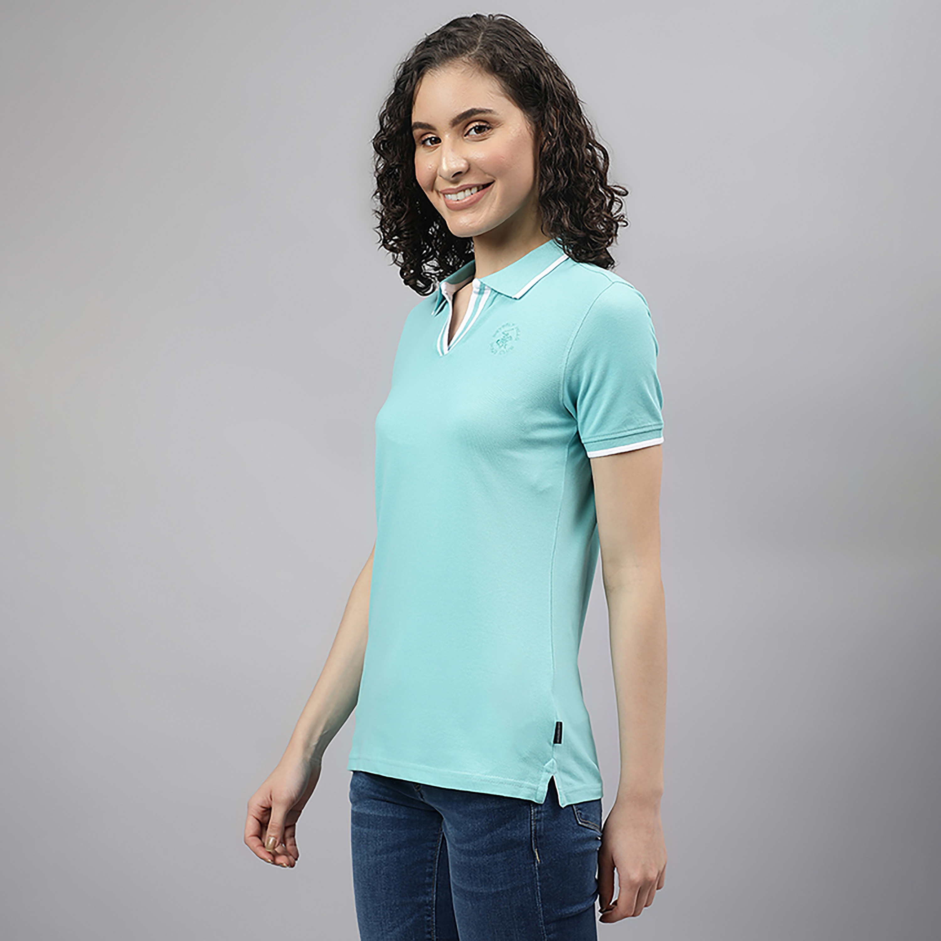 Beverly Hills Polo Club Plain Collared Short Sleeves Polo T-Shirt-women-clothing-tshirts-image-2