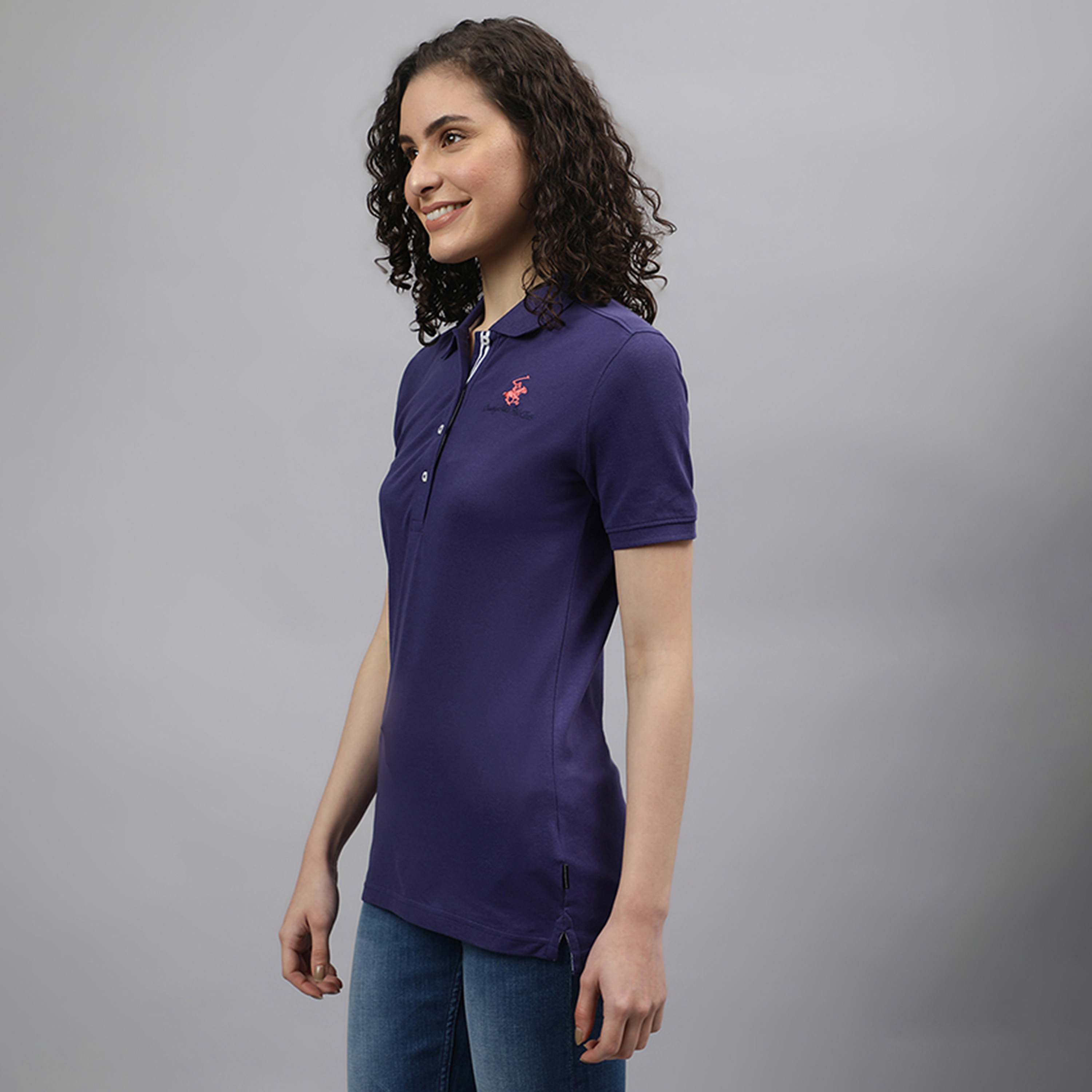 تي شيرت بولو من بيفرلي هيلز بولو كلوب بياقة وأكمام قصيرة مع شعار-women-clothing-tshirts-image-6