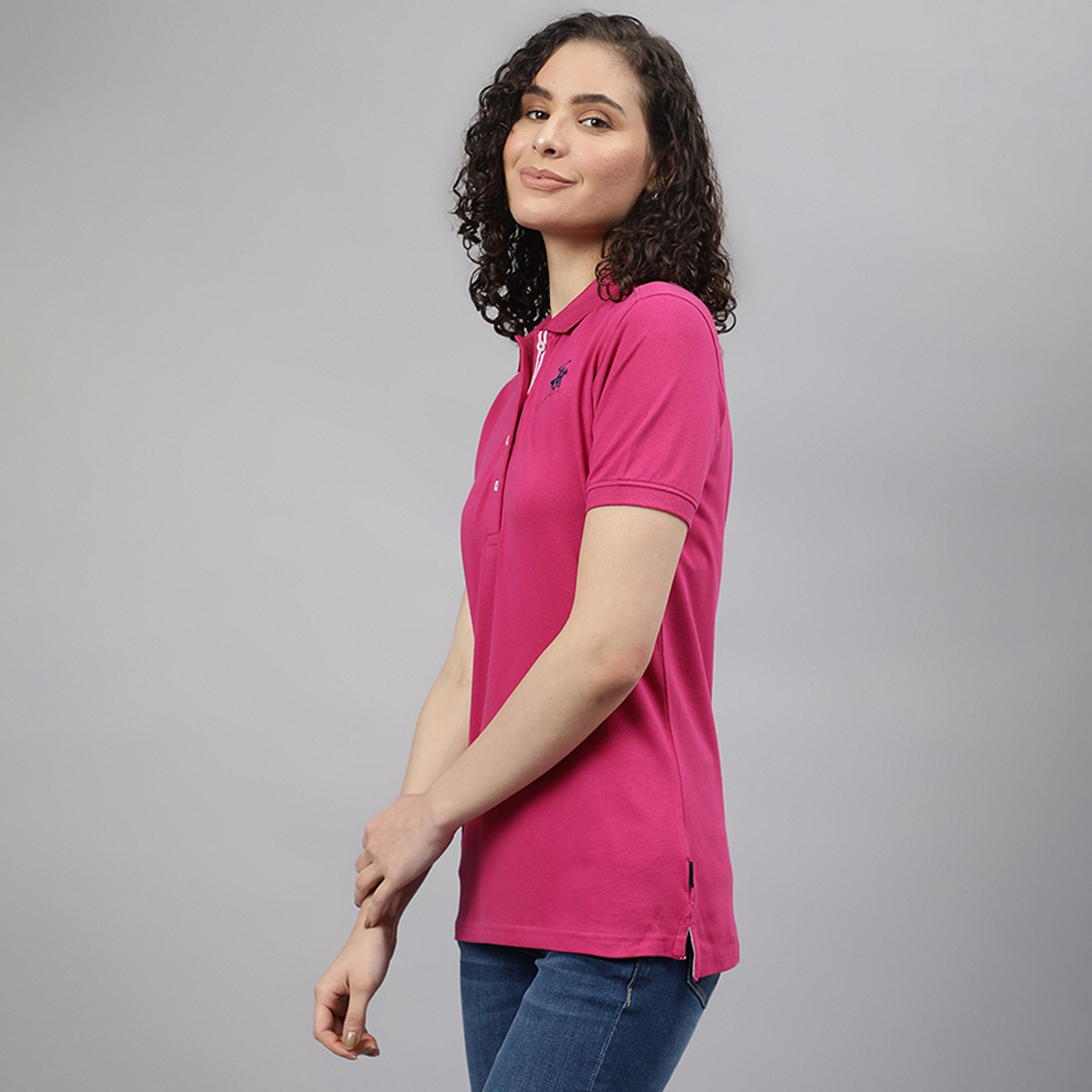 Beverly Hills Polo Club Logo Collared Short Sleeves Polo T-Shirt-women-clothing-tshirts-image-2
