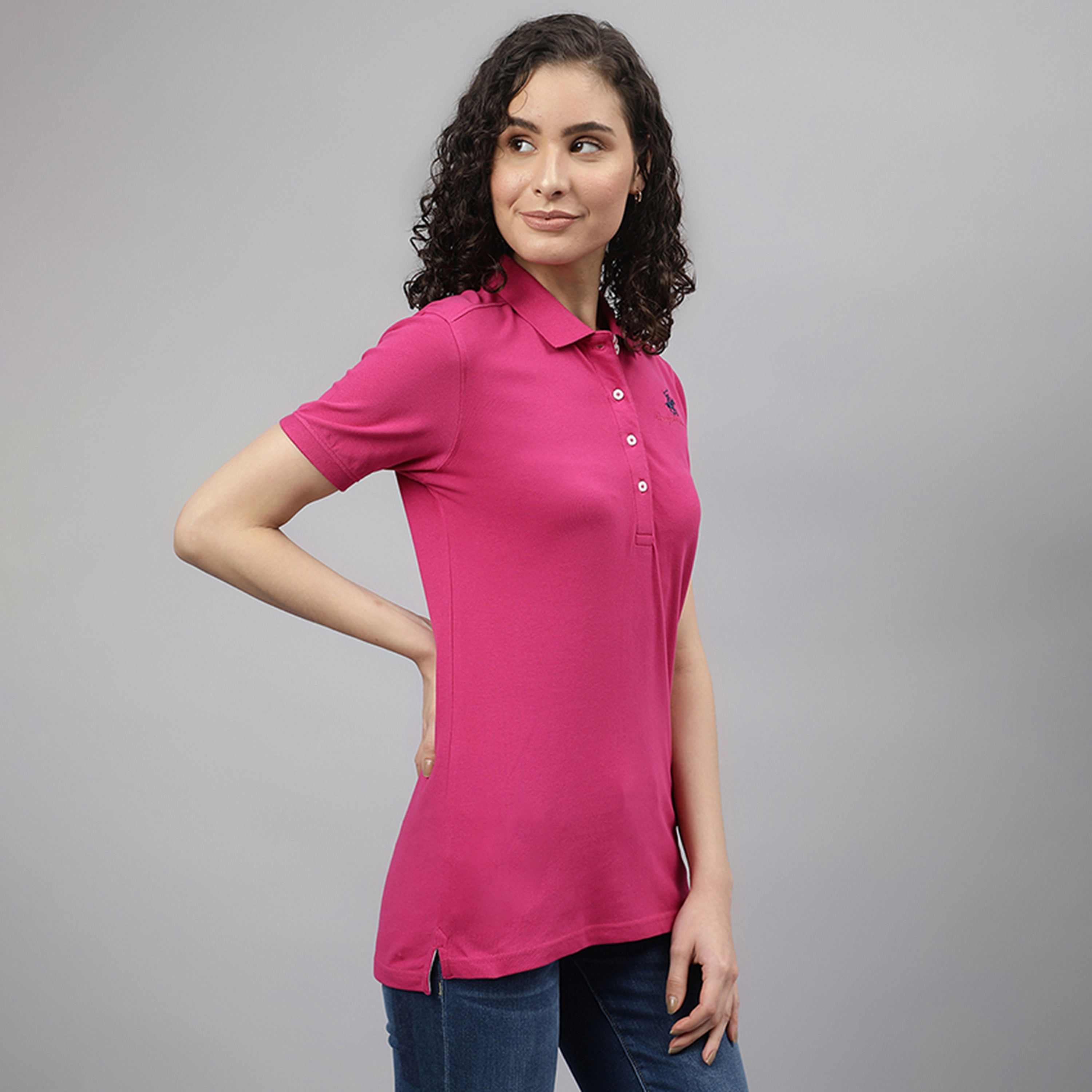 تي شيرت بولو من بيفرلي هيلز بولو كلوب بياقة وأكمام قصيرة مع شعار-women-clothing-tshirts-image-3