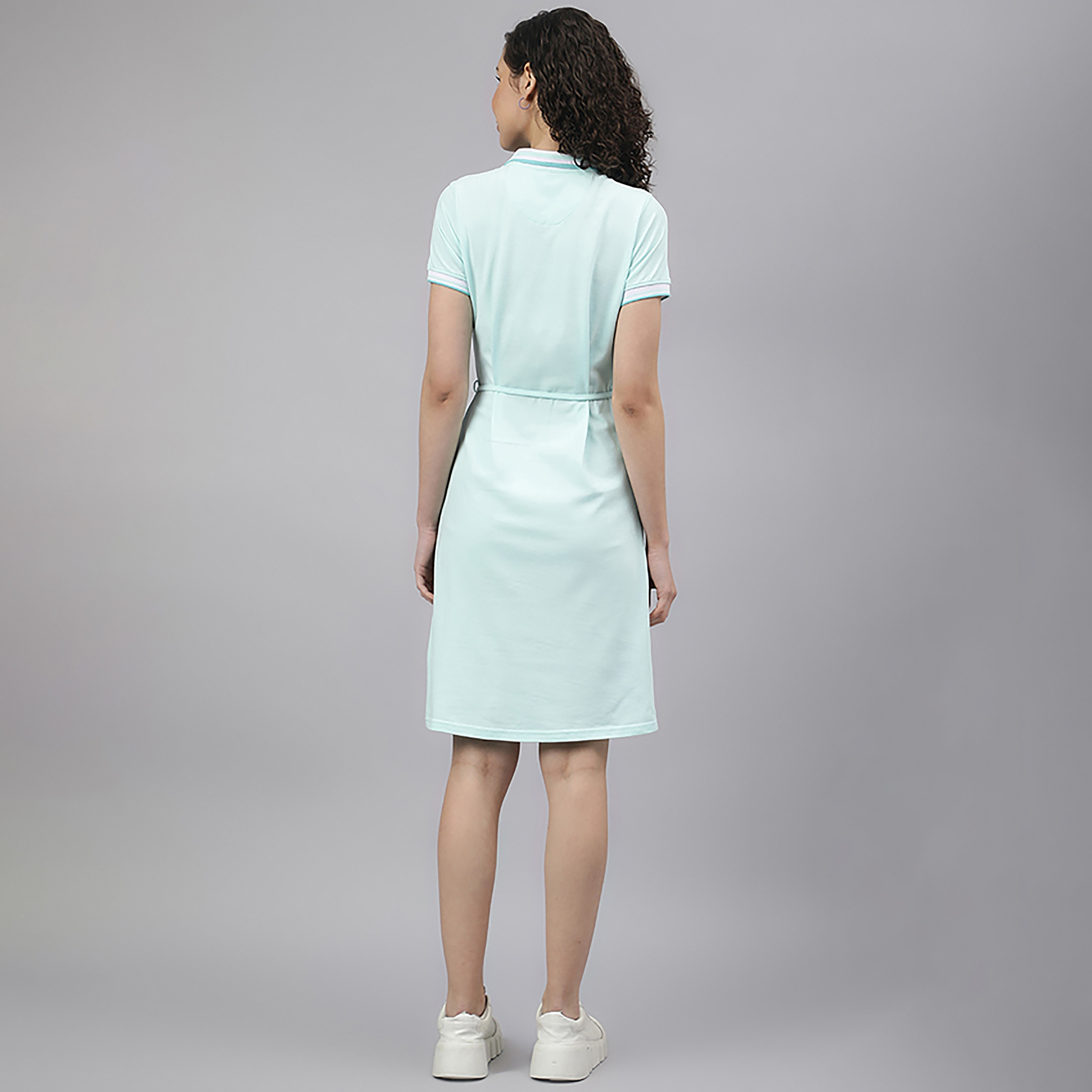 Beverly Hills Polo Club Logo Polo Collar Knee Length T-Shirt Dress-women-clothing-dresses-image-4
