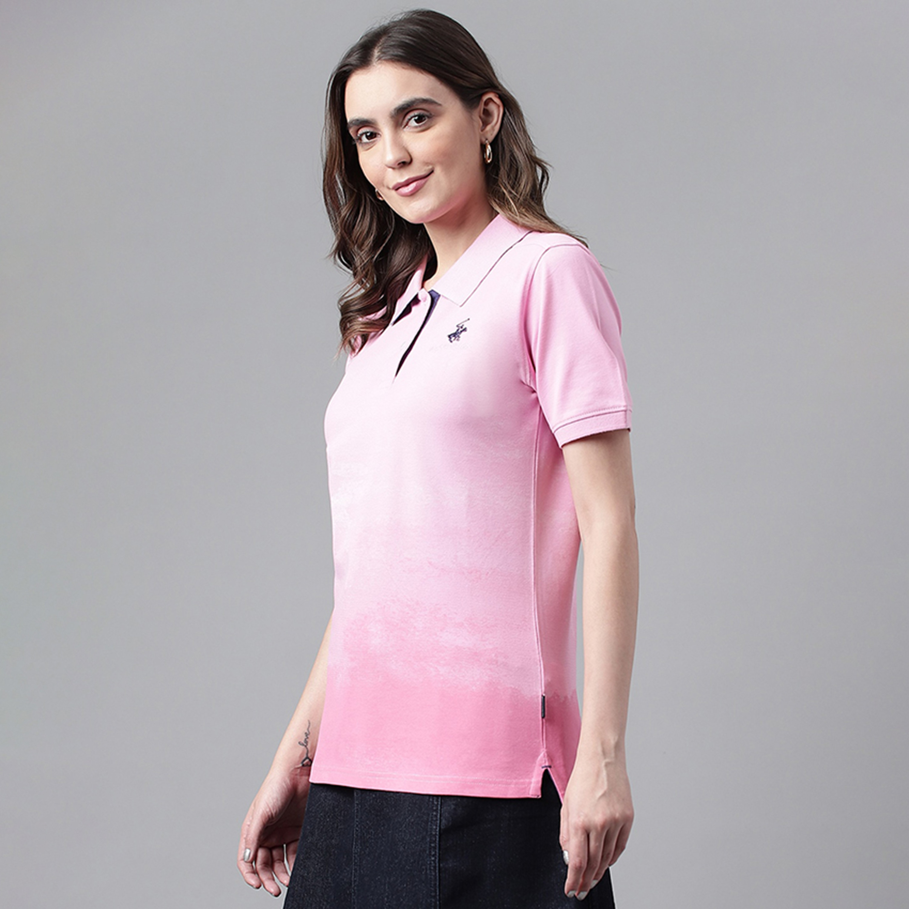 تي شيرت بولو من بيفرلي هيلز بولو كلوب مع مطبوع بياقة وأكمام قصيرة-women-clothing-tshirts-image-2