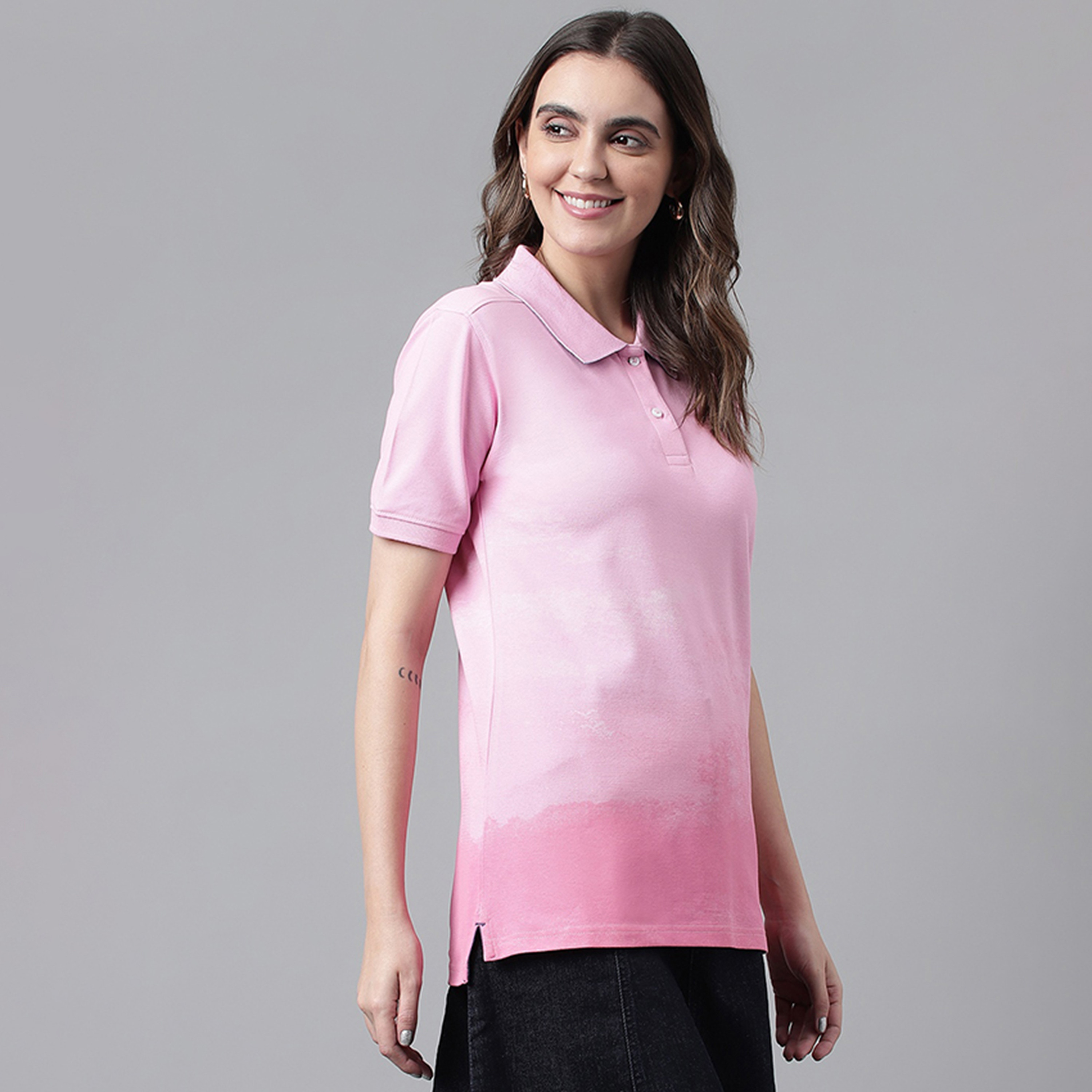 تي شيرت بولو من بيفرلي هيلز بولو كلوب مع مطبوع بياقة وأكمام قصيرة-women-clothing-tshirts-image-3