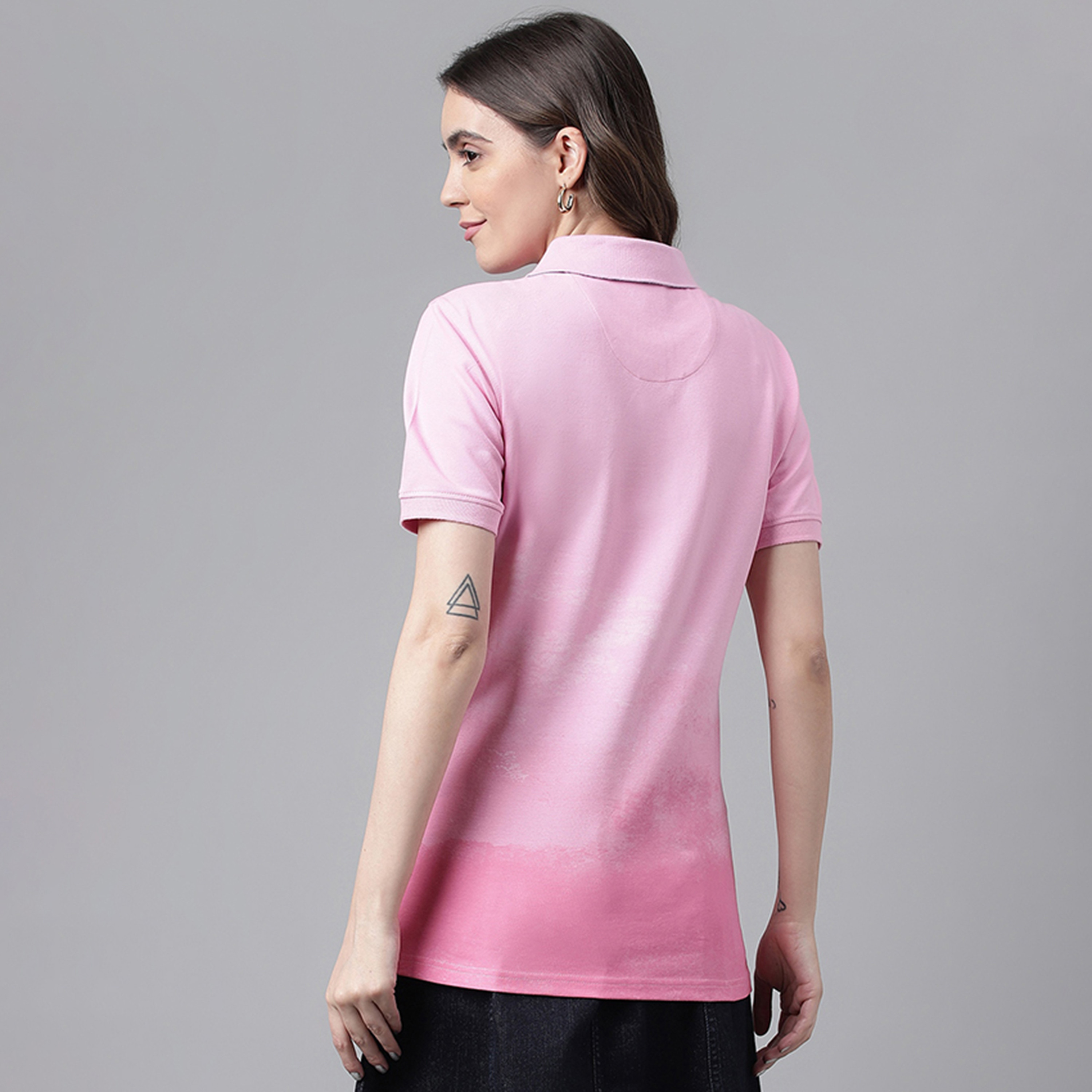 Beverly Hills Polo Club Printed Collared Short Sleeves Polo T-Shirt-women-clothing-tshirts-image-4