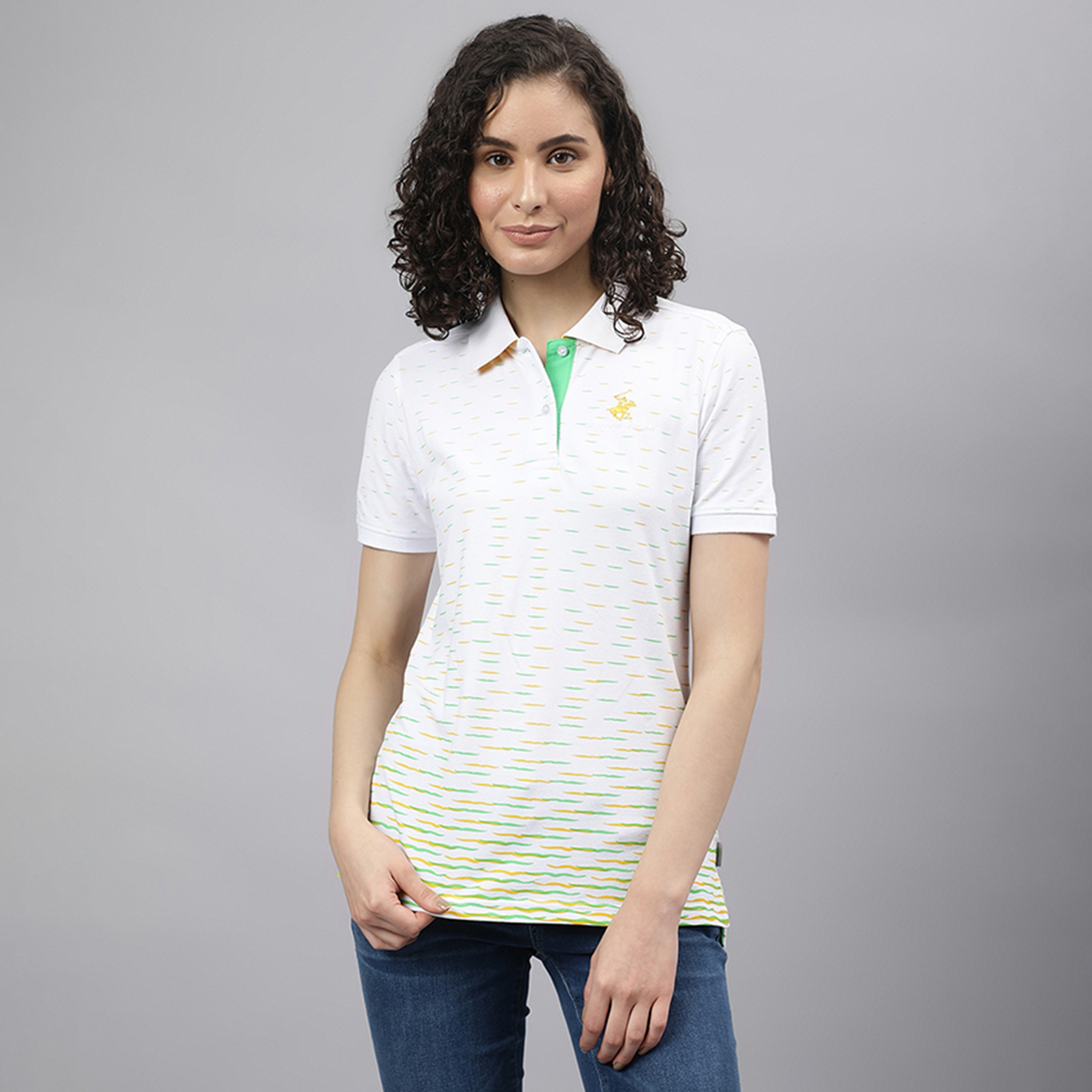 تي شيرت بولو من بيفرلي هيلز بولو كلوب مع مطبوع بياقة وأكمام قصيرة-women-clothing-tshirts-image-5