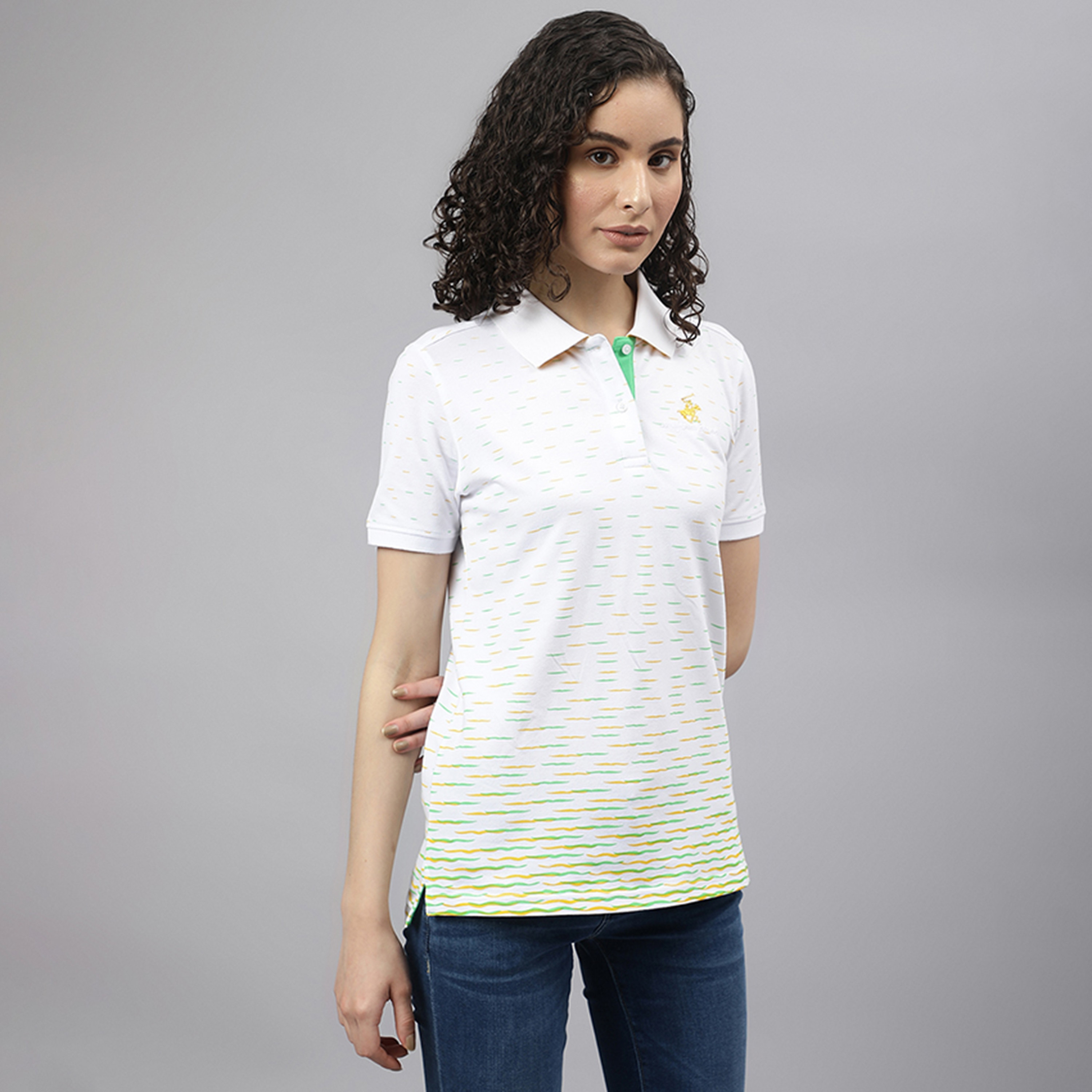 تي شيرت بولو من بيفرلي هيلز بولو كلوب مع مطبوع بياقة وأكمام قصيرة-women-clothing-tshirts-image-7