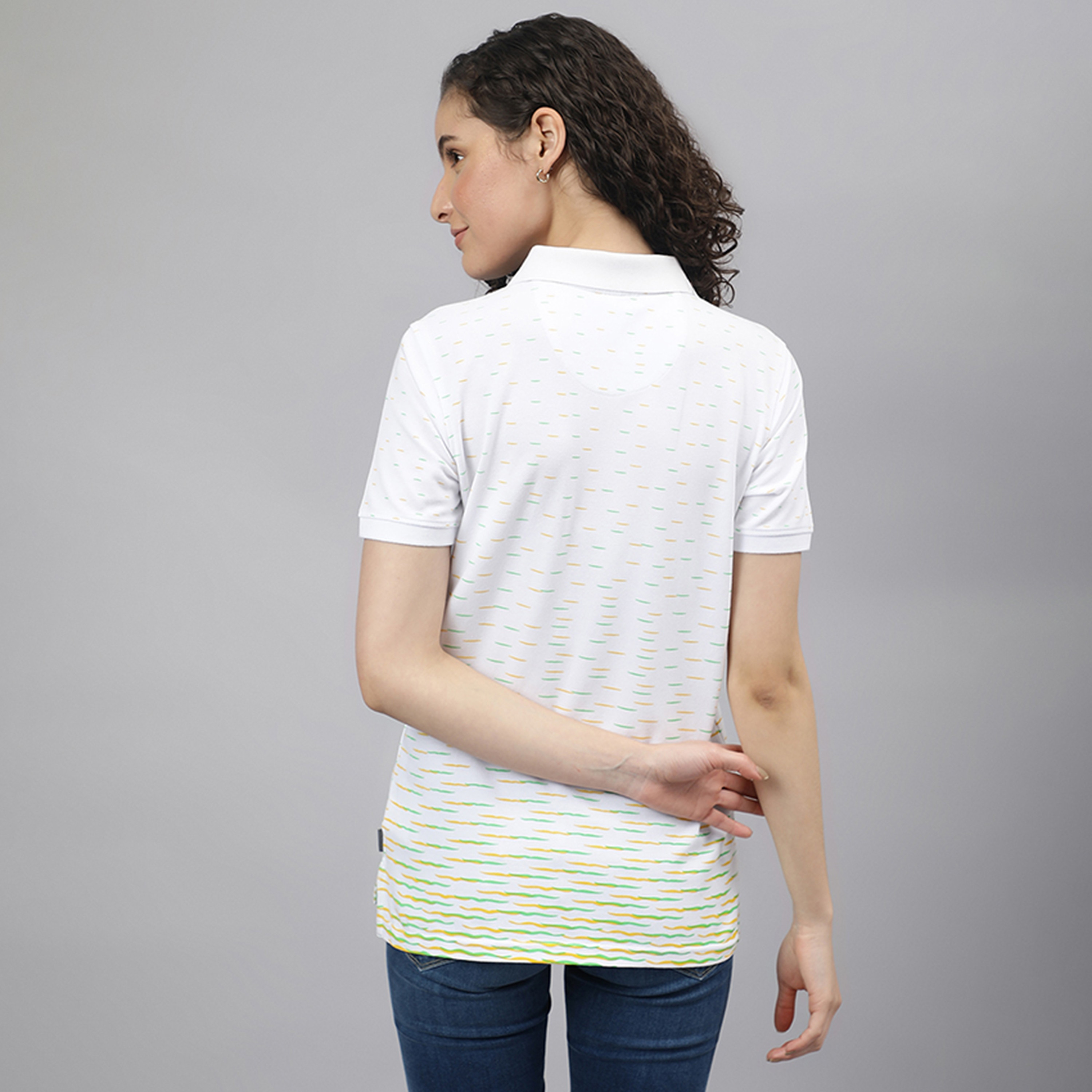 Beverly Hills Polo Club Printed Collared Short Sleeves Polo T-Shirt-women-clothing-tshirts-image-4