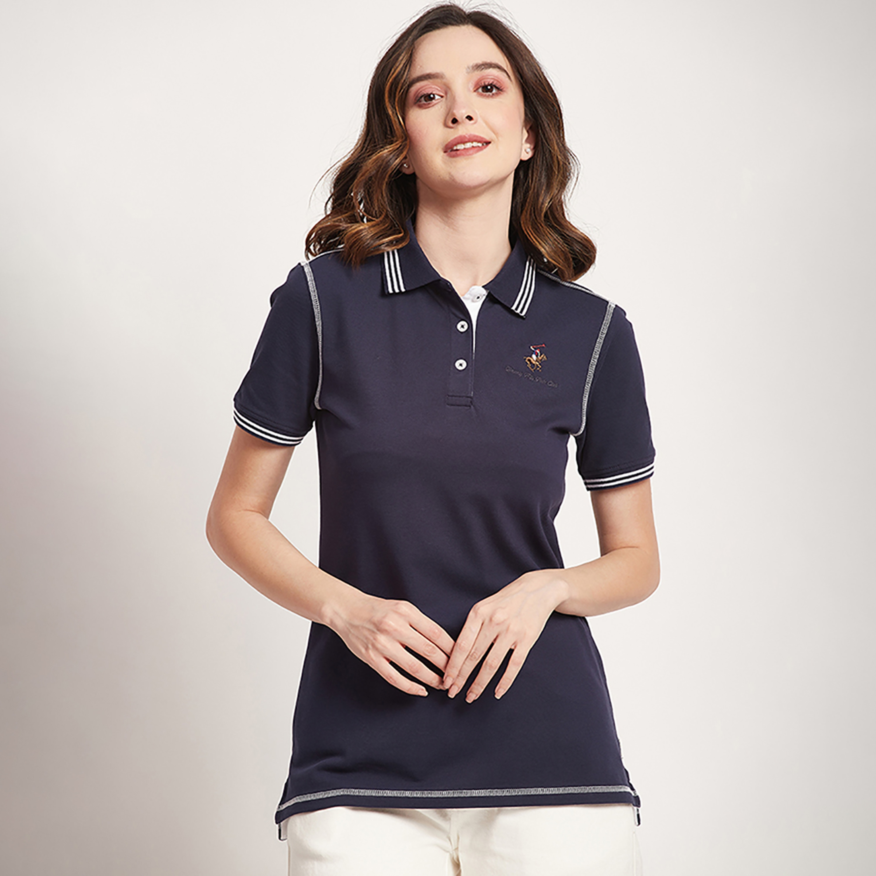 Beverly Hills Polo Club Logo Collared Short Sleeves Polo T-Shirt-women-clothing-tshirts-image-5