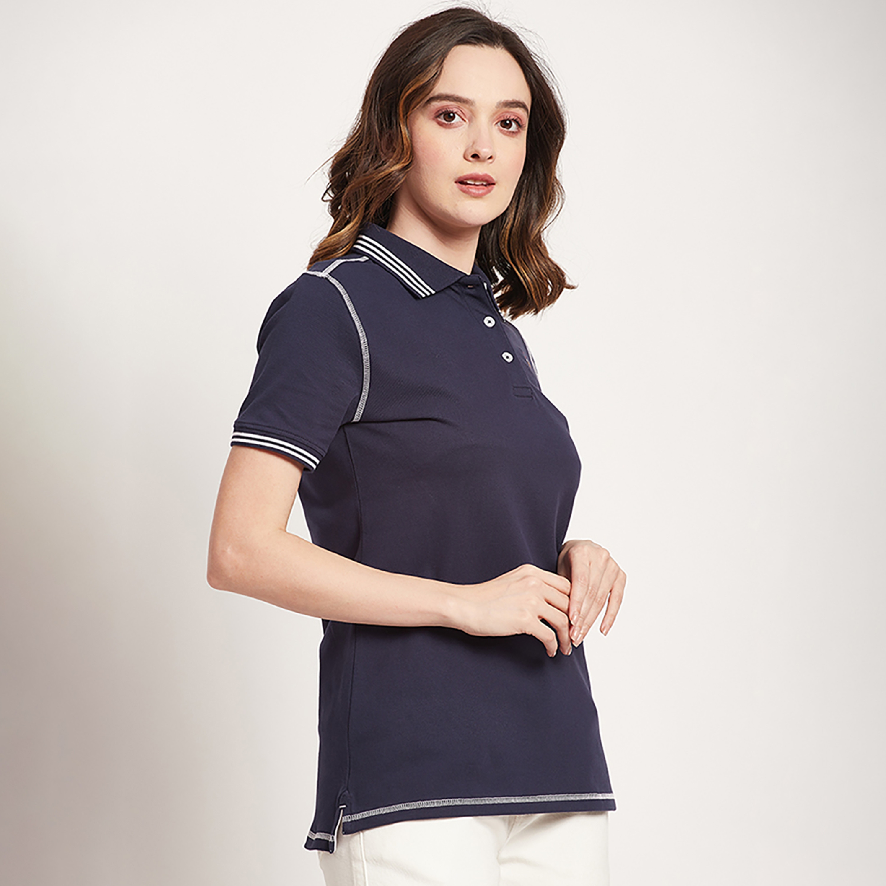Beverly Hills Polo Club Logo Collared Short Sleeves Polo T-Shirt-women-clothing-tshirts-image-7