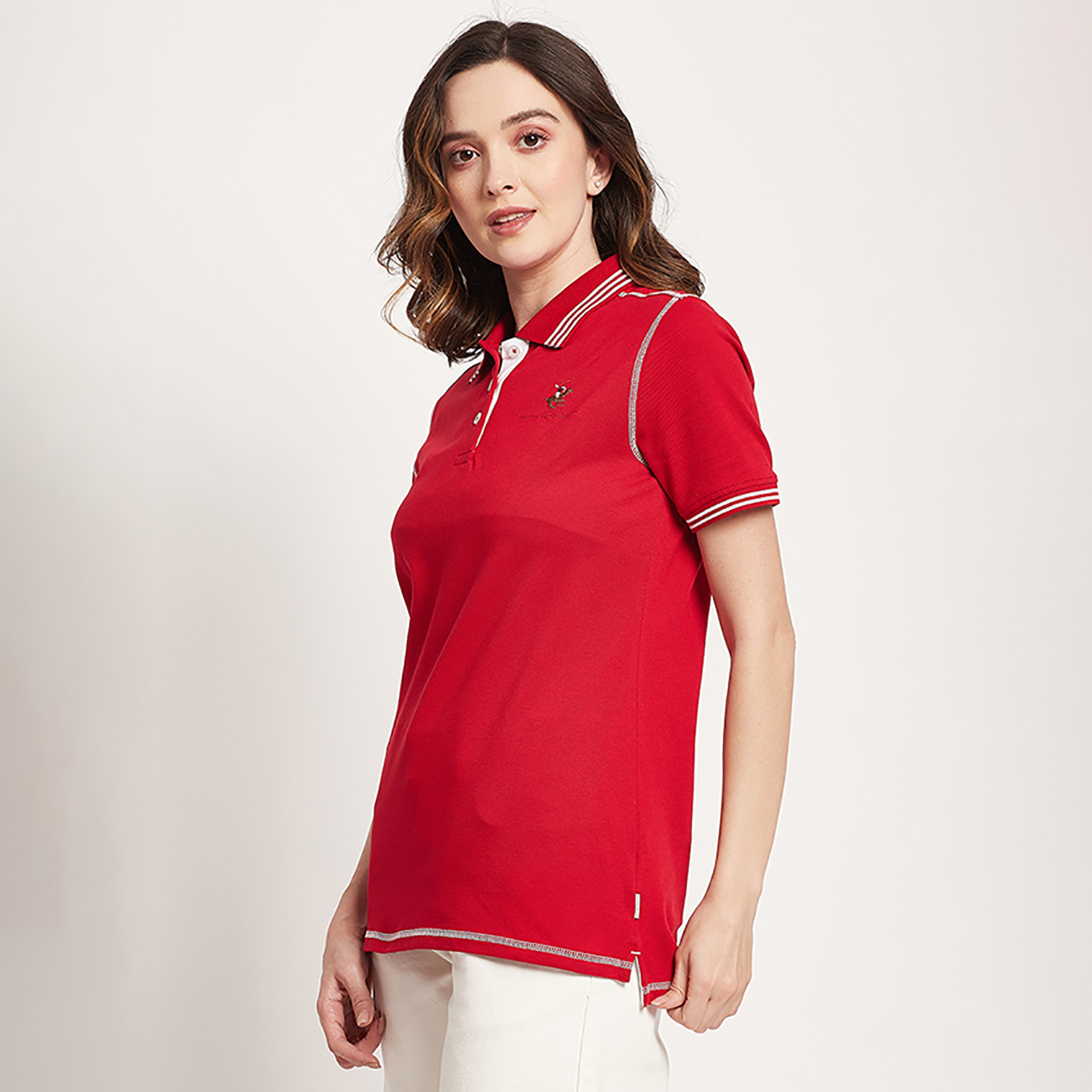 Beverly Hills Polo Club Logo Collared Short Sleeves Polo T-Shirt-women-clothing-tshirts-image-2
