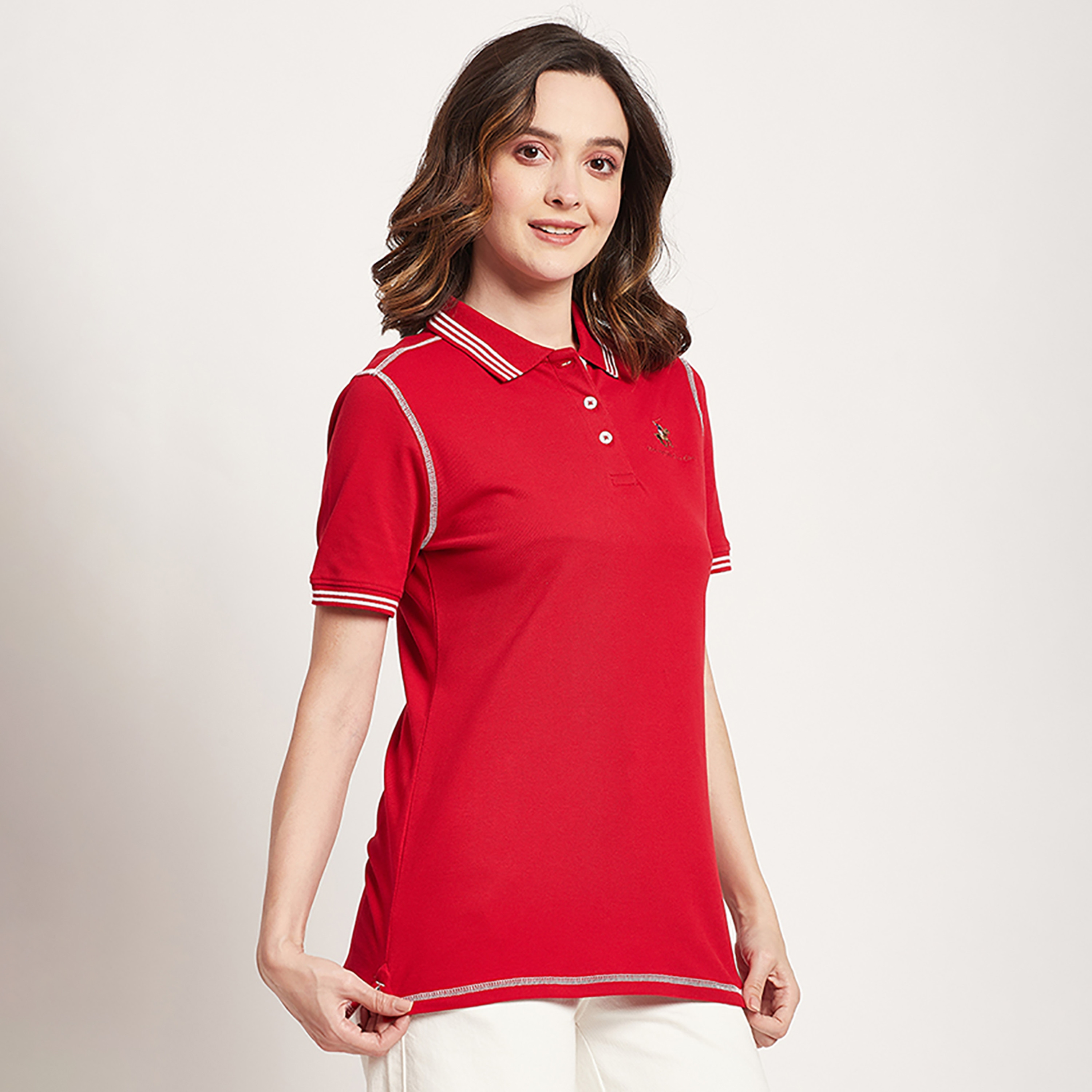Beverly Hills Polo Club Logo Collared Short Sleeves Polo T-Shirt-women-clothing-tshirts-image-3