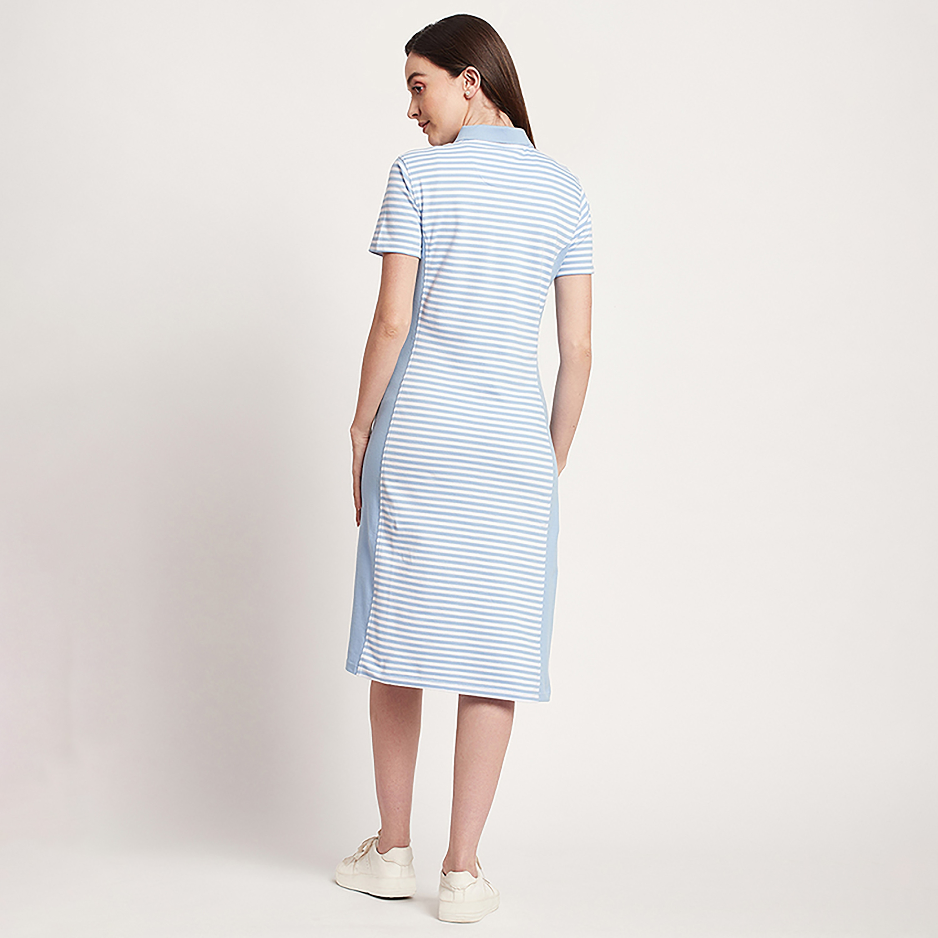 فستان تي شيرت ميدي مع ياقة بولو ذو مخطط من بيفرلي هيلز بولو كلوب-women-clothing-dresses-image-4