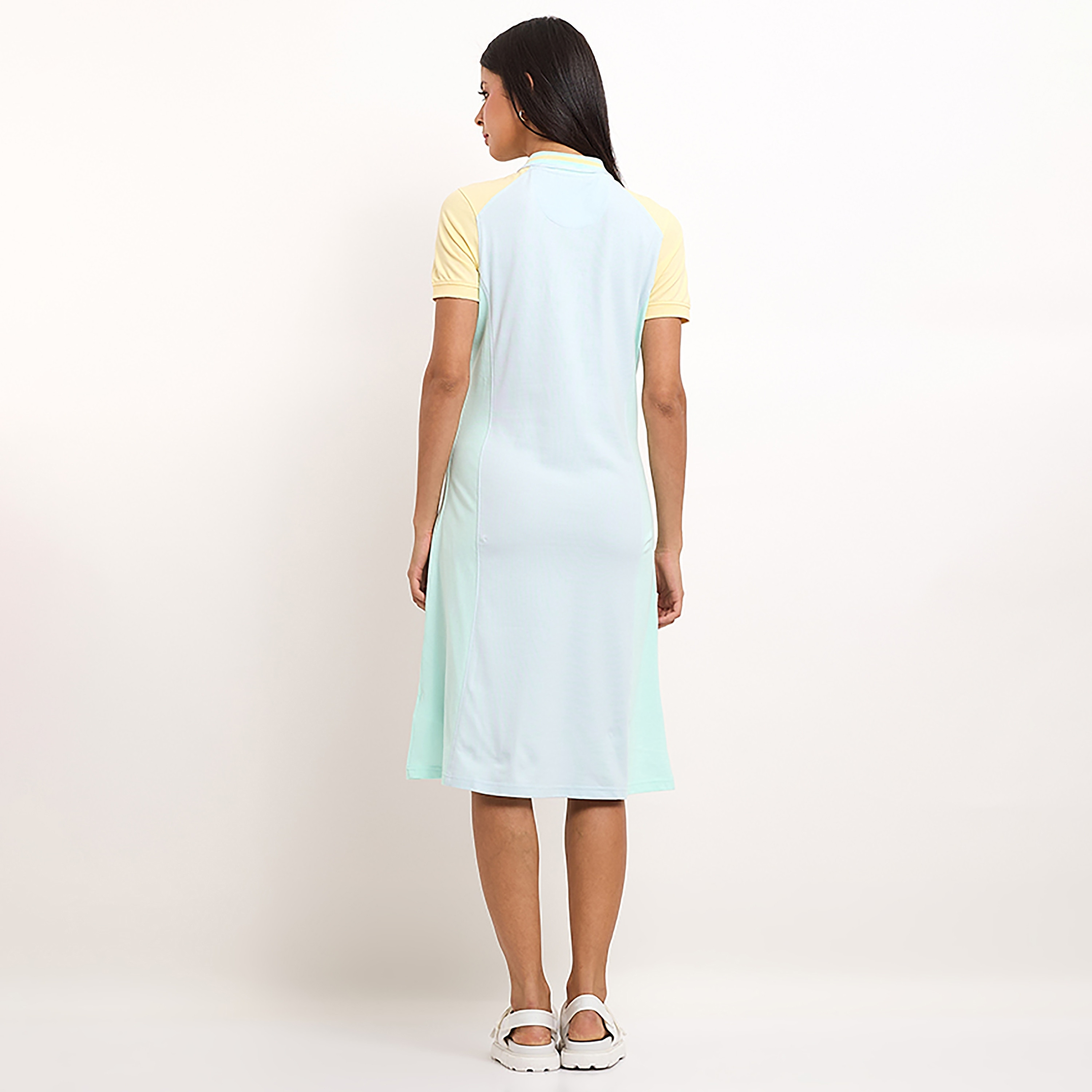 Beverly Hills Polo Club Color Block Collared Short Sleeves Women's Knee Length T-shirt Dress-women-clothing-dresses-image-4