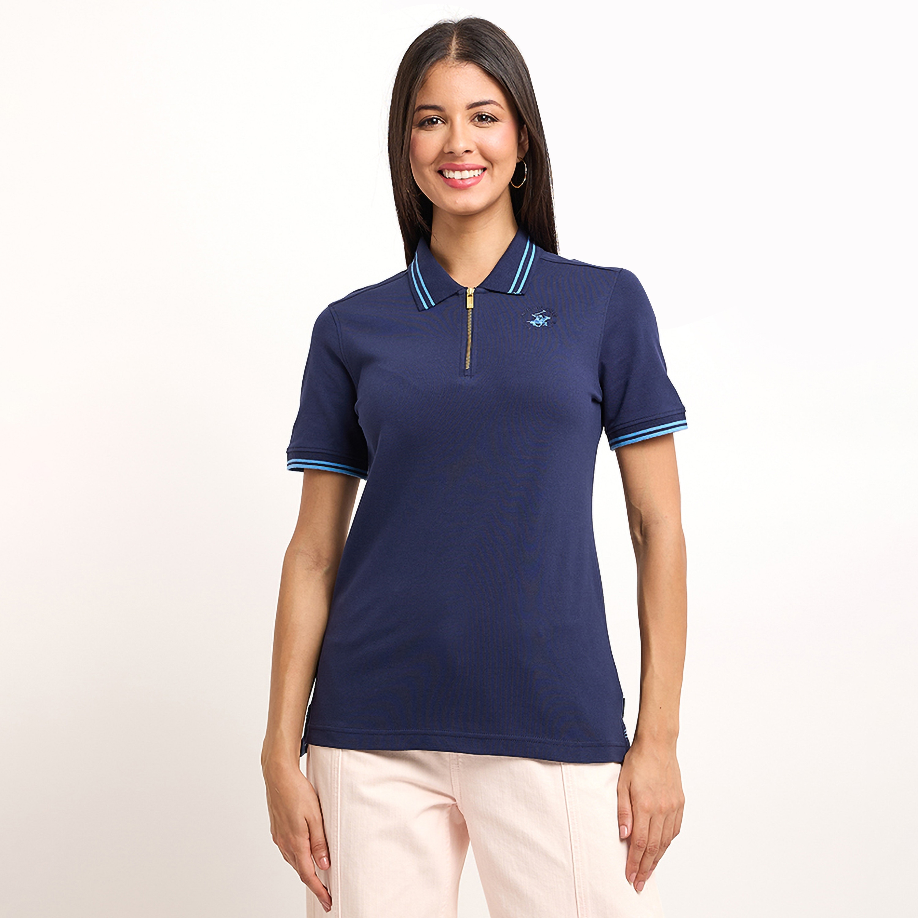 قميص بولو بيفرلي هيلز بولو كلوب بياقة وأكمام قصيرة للنساء-women-clothing-tshirts-image-1