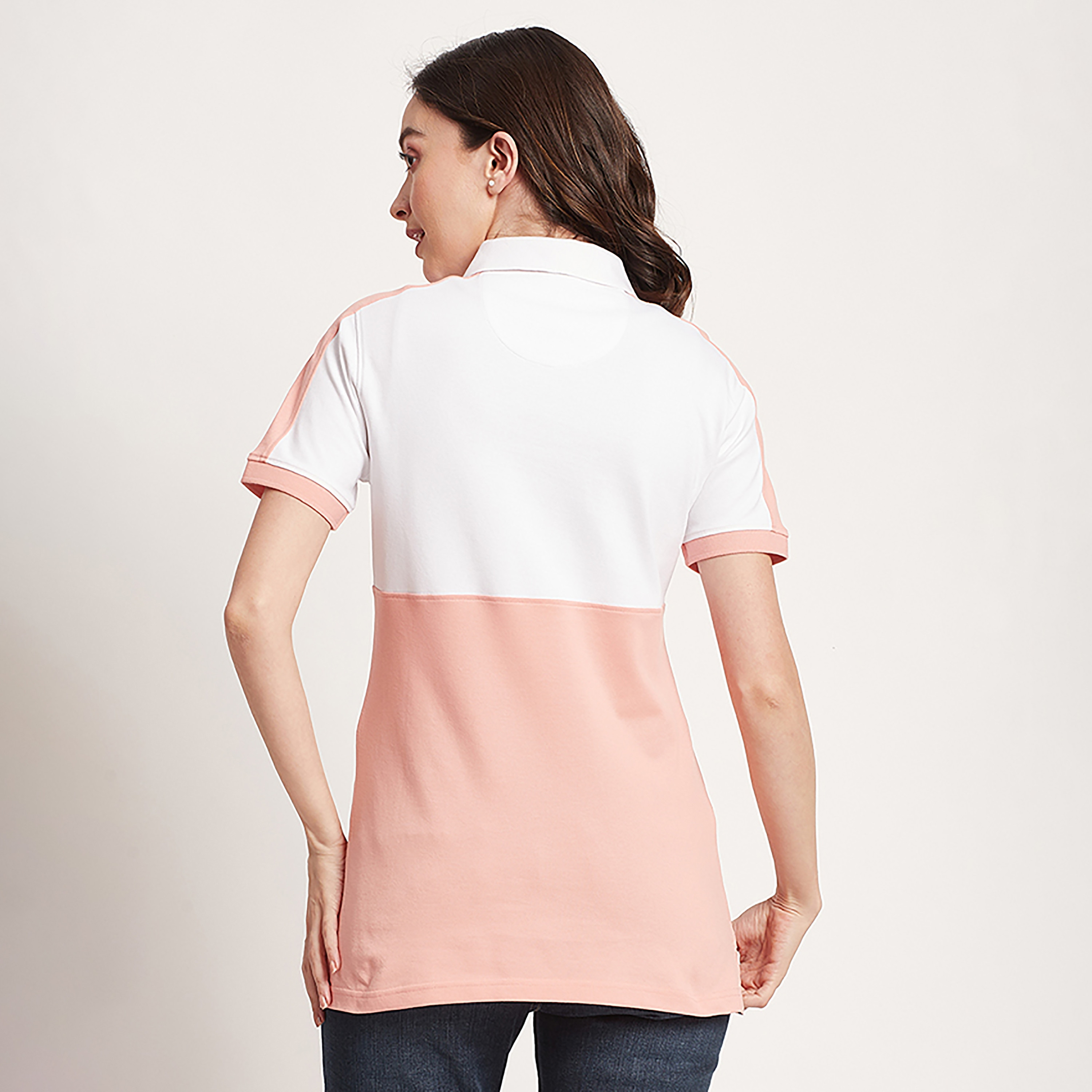 Beverly Hills Polo Club Color Block Collared Short Sleeves Polo T-Shirt-women-clothing-tshirts-image-4