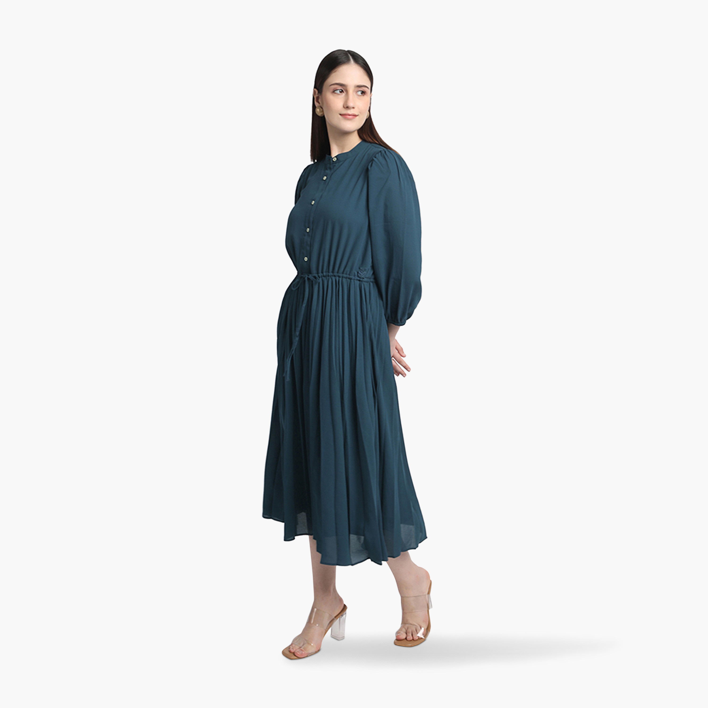 بيفرلي هيلز كلوب-  فستان ميدي بياقة- سادة-women-clothing-dresses-image-2