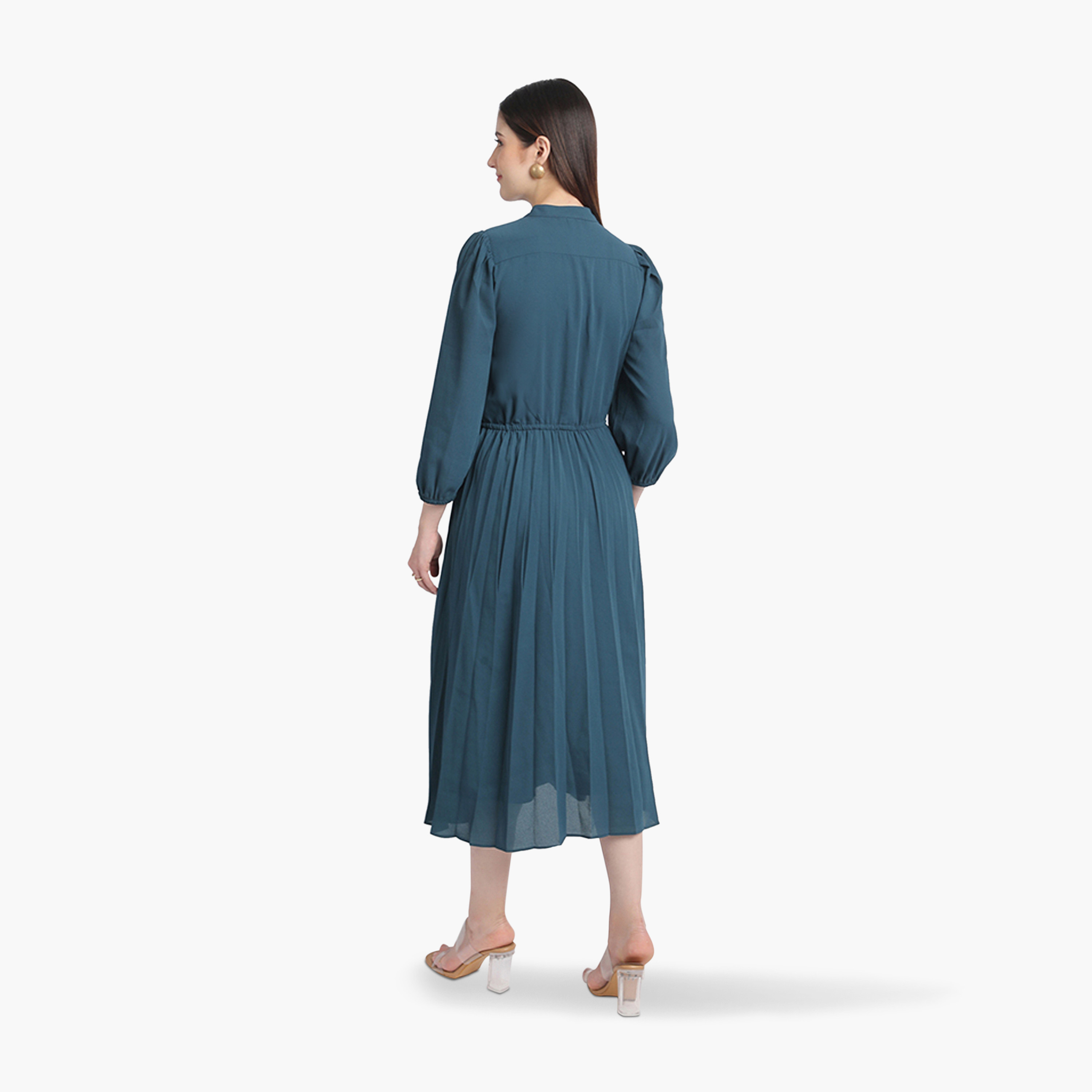 بيفرلي هيلز كلوب-  فستان ميدي بياقة- سادة-women-clothing-dresses-image-4