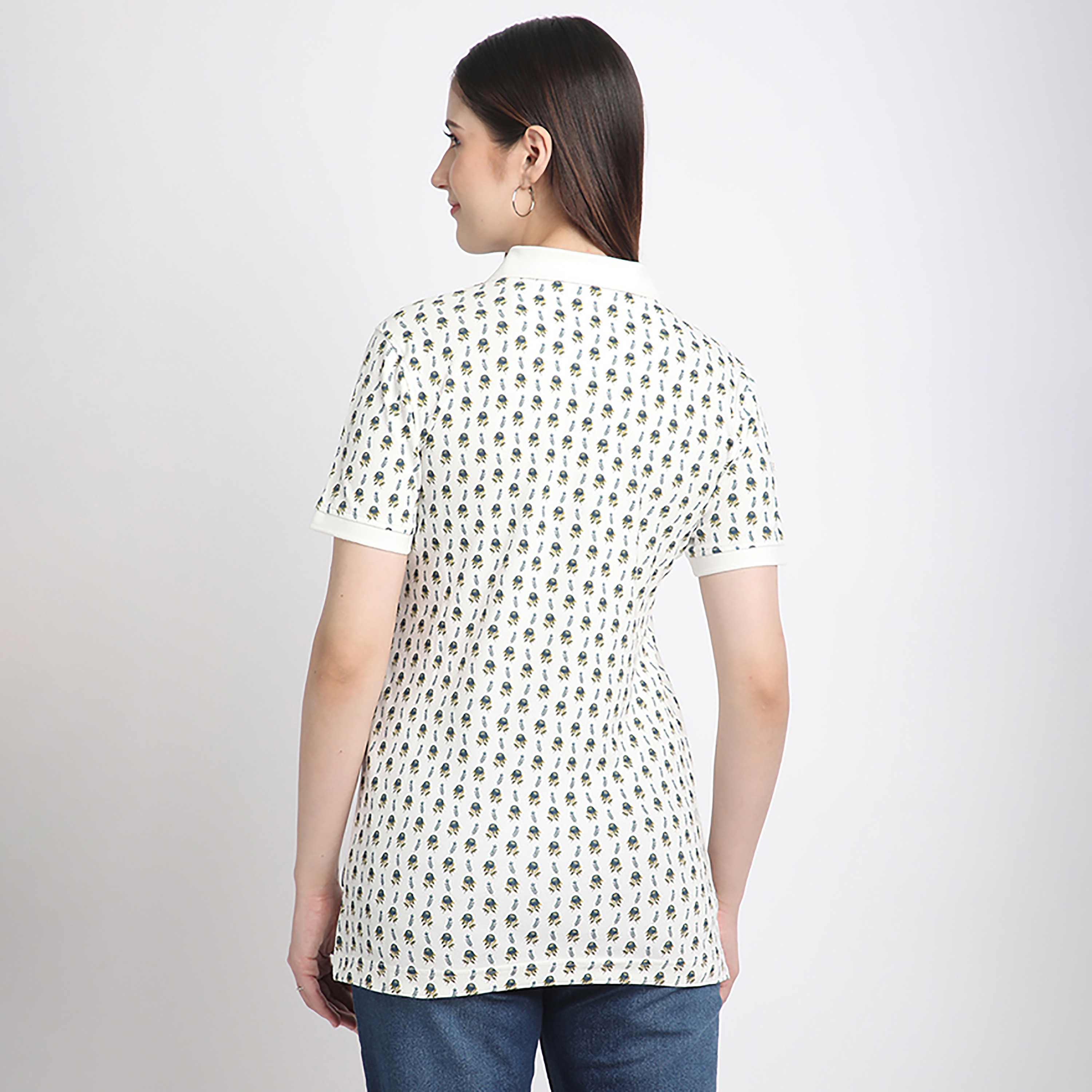 Beverly Hills Polo Club Printed Collared Short Sleeve Women's Polo T-Shirt-women-clothing-tshirts-image-2