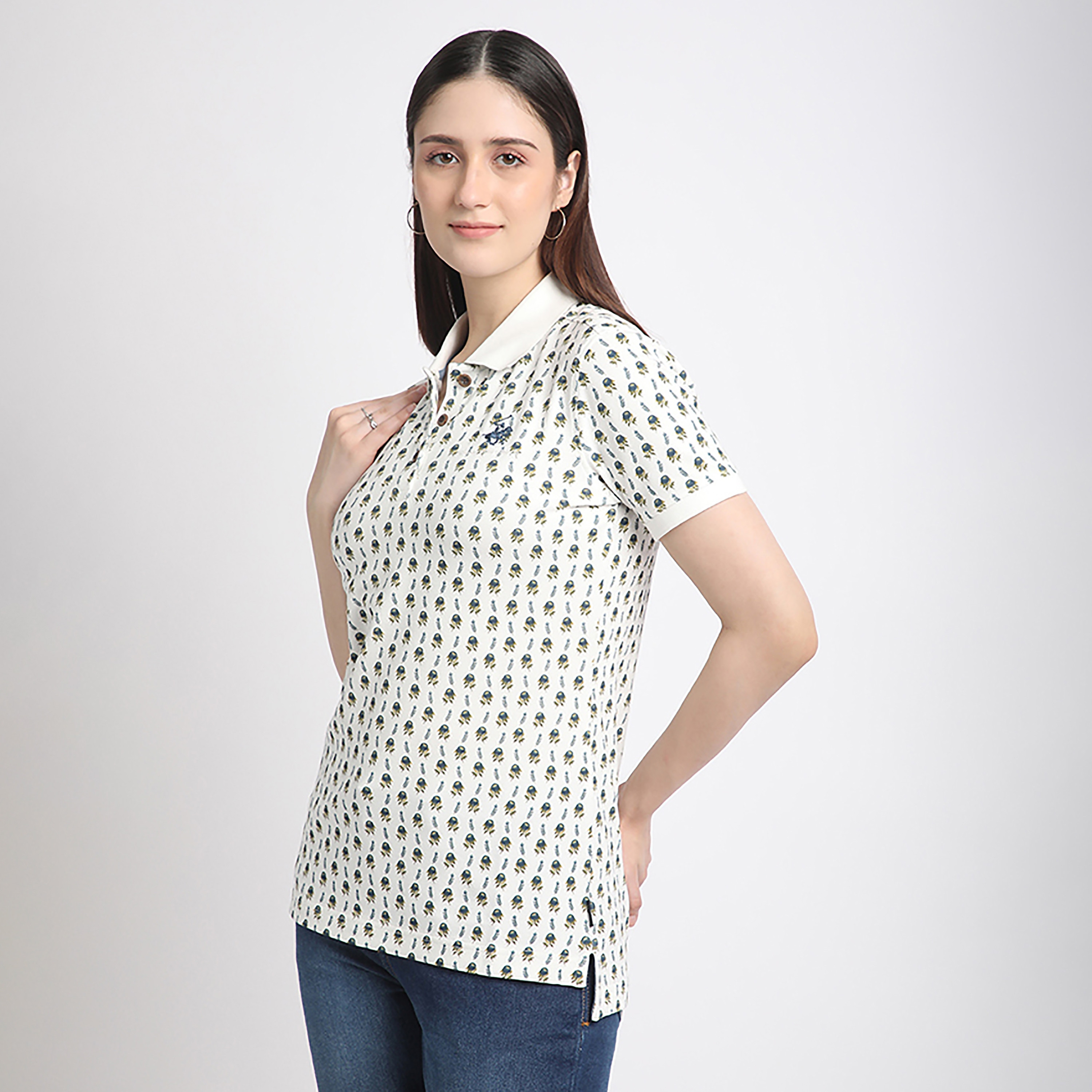 تي شيرت بولو نسائي بيفرلي هيلز بولو كلوب مطبوع بياقة قصيرة وأكمام قصيرة-women-clothing-tshirts-image-4