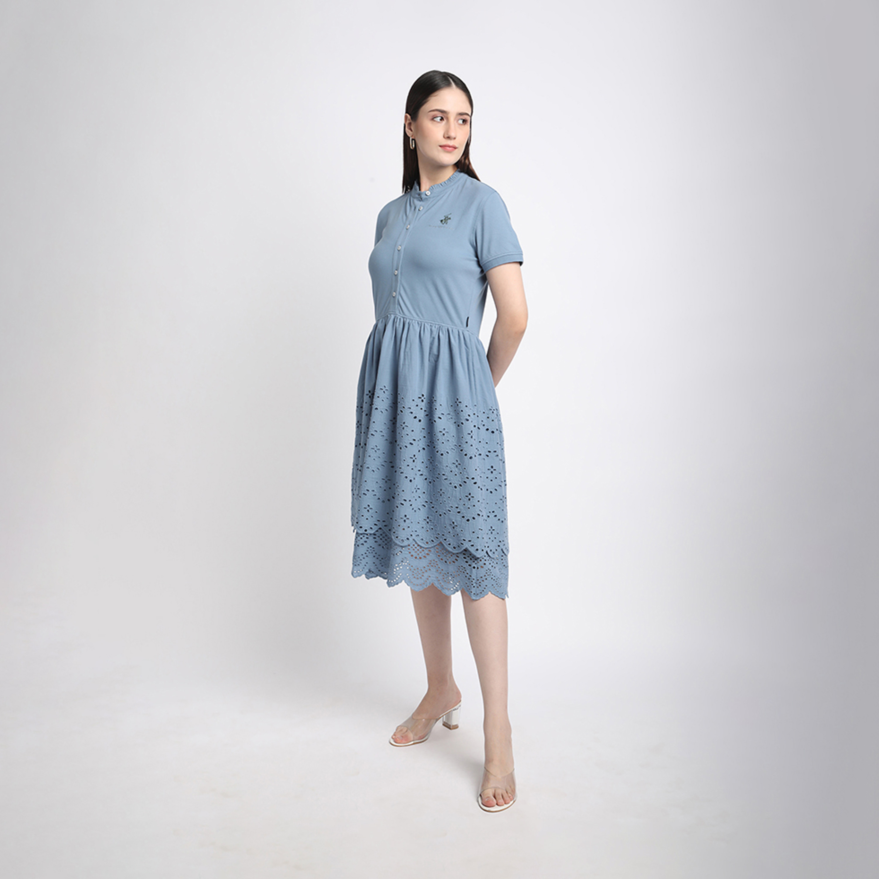 Beverly Hills Polo Club Schiffli Mandarin Collar Tiered Midi Dress-women-clothing-dresses-image-2