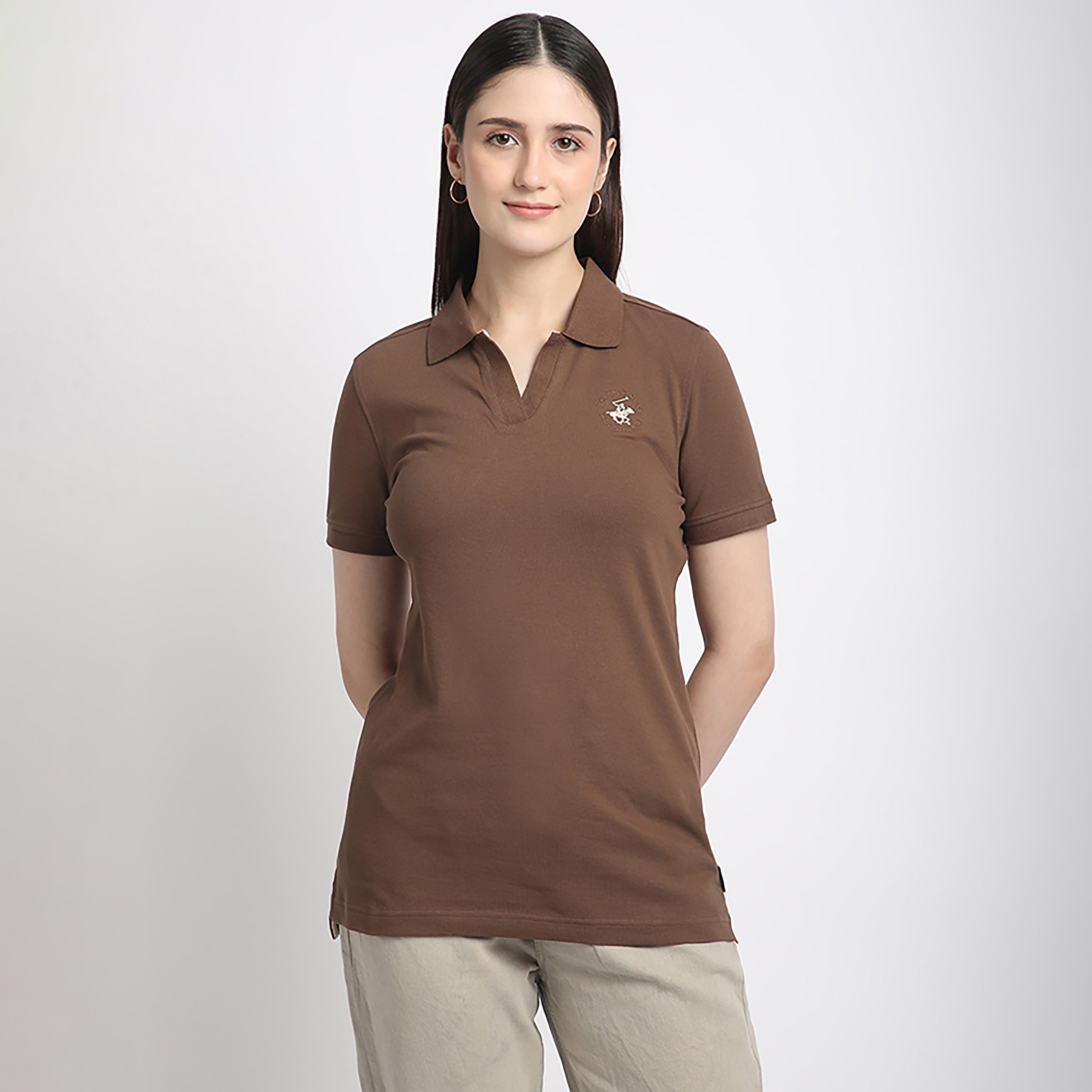 تي شيرت بولو بيفرلي هيلز بولو كلوب بياقة عادية وأكمام قصيرة للسيدات-women-clothing-tshirts-image-1