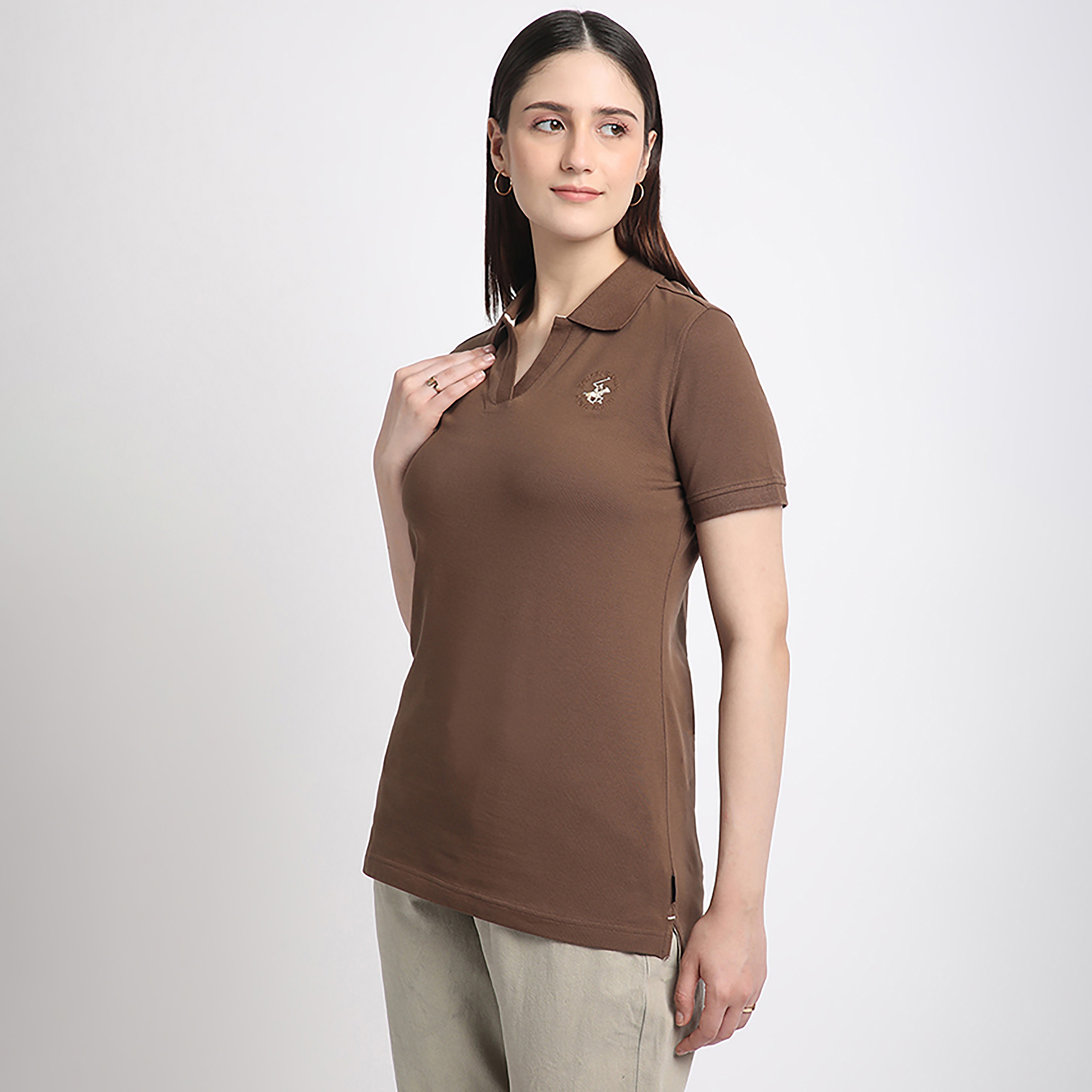تي شيرت بولو بيفرلي هيلز بولو كلوب بياقة عادية وأكمام قصيرة للسيدات-women-clothing-tshirts-image-4