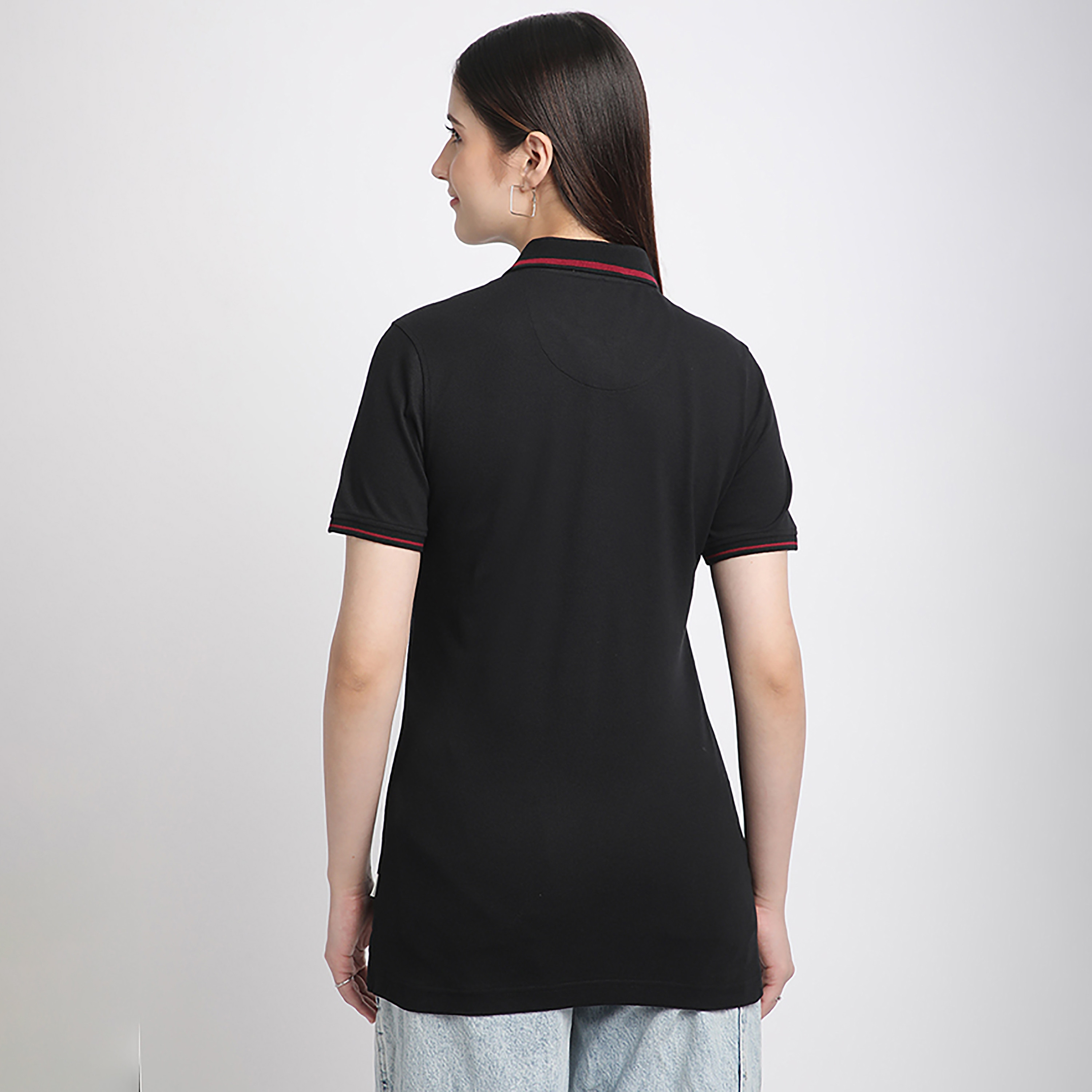 Beverly Hills Polo Club Plain Collared Short Sleeve Women's Polo T-Shirt-women-clothing-tshirts-image-2