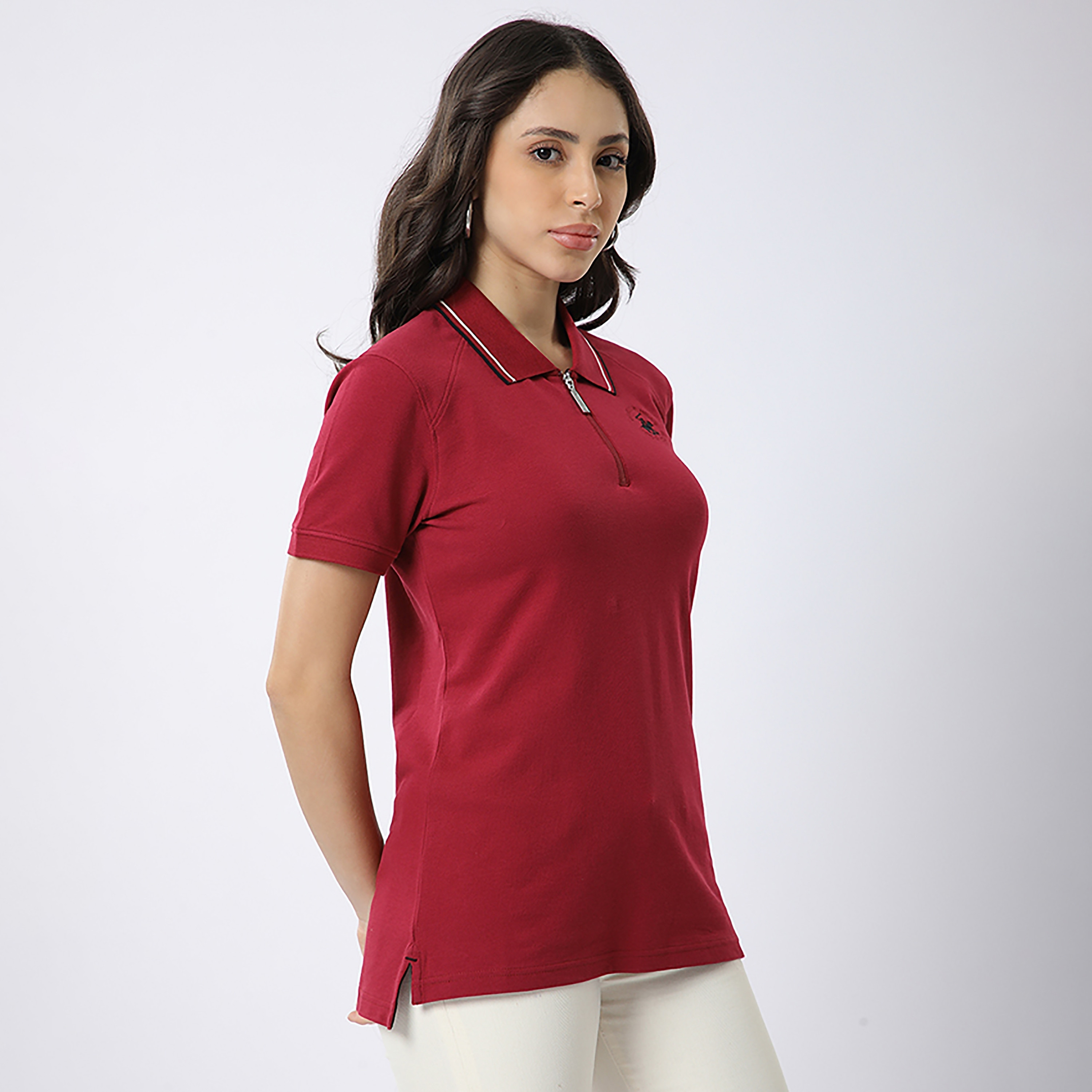 Beverly Hills Polo Club Plain Collared Short Sleeves Women's Polo T-Shirt-women-clothing-tshirts-image-7