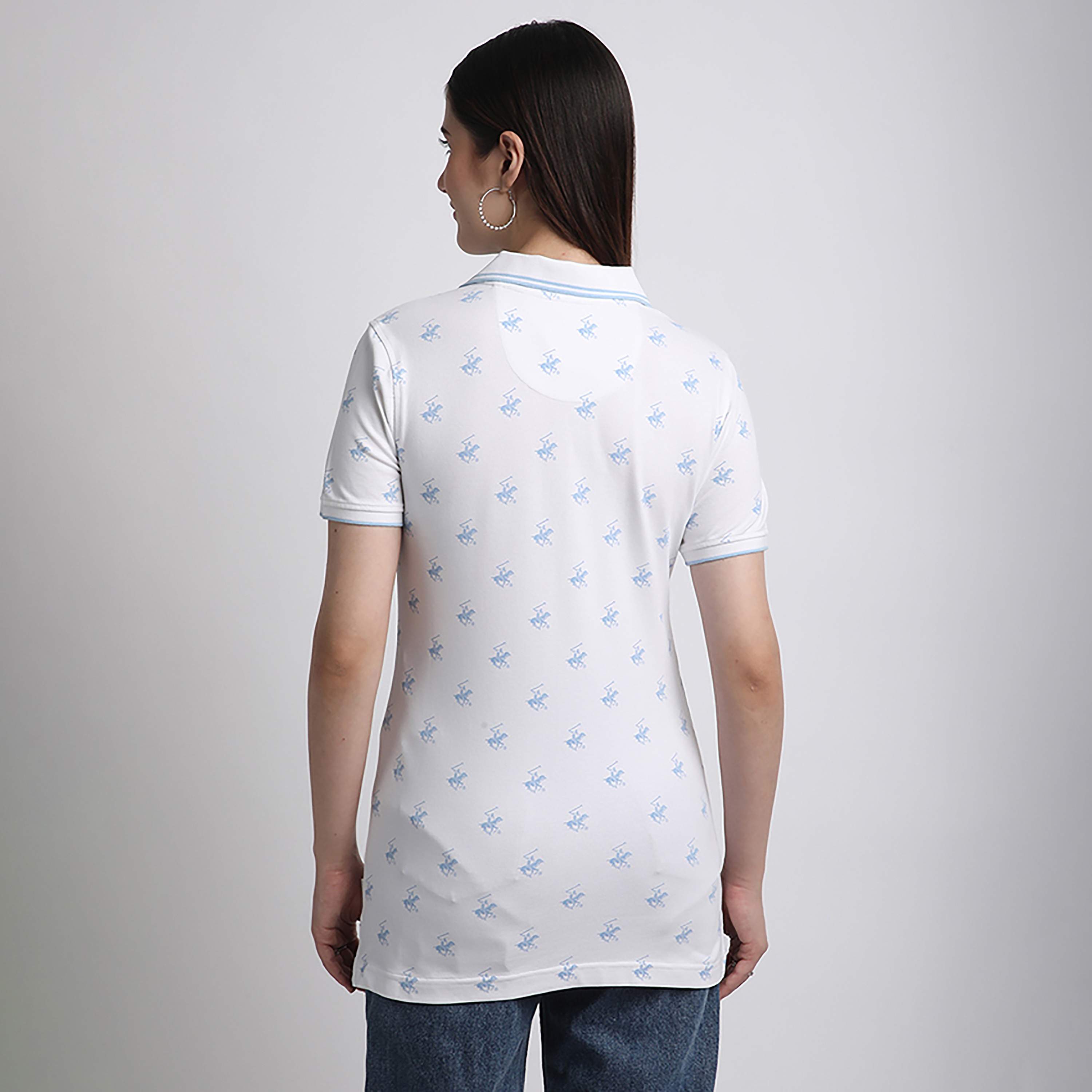 تي شيرت بولو نسائي بيفرلي هيلز بولو كلوب بشعار العلامة التجارية وأكمام قصيرة-women-clothing-tshirts-image-6