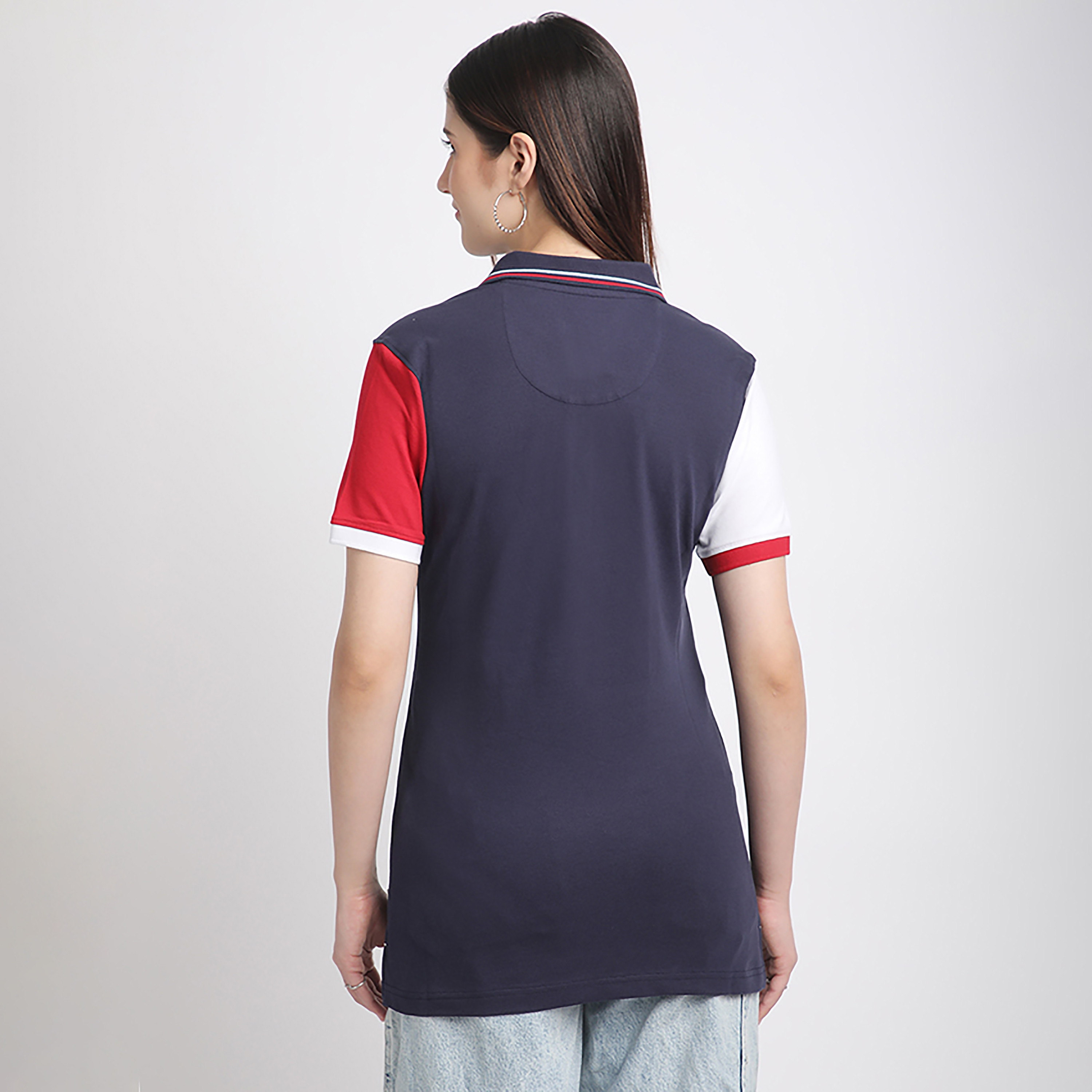 Beverly Hills Polo Club Color Block Collared Short Sleeve Women's Polo T-Shirt-women-clothing-tshirts-image-2