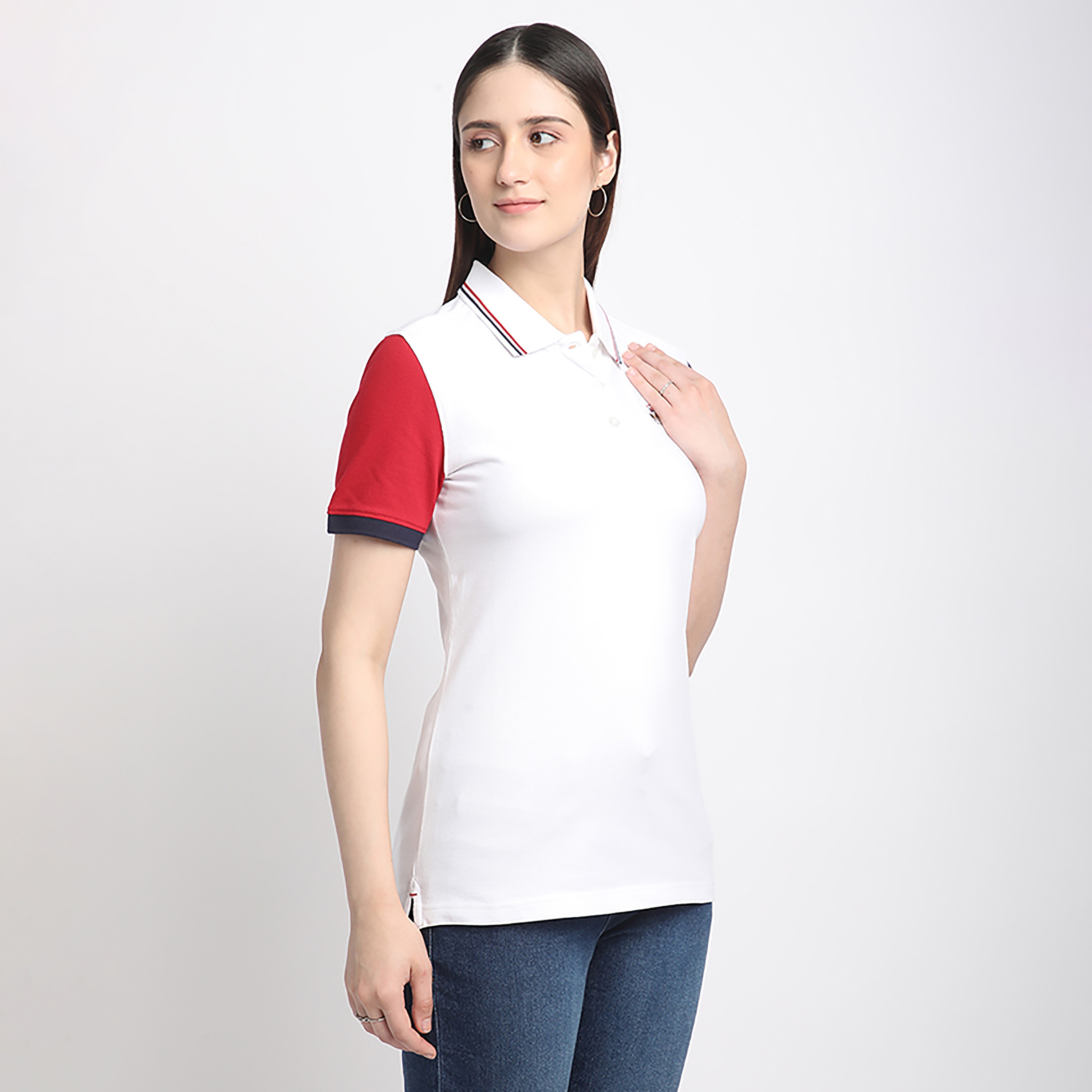 Beverly Hills Polo Club Color Block Collared Short Sleeve Women's Polo T-Shirt-women-clothing-tshirts-image-7
