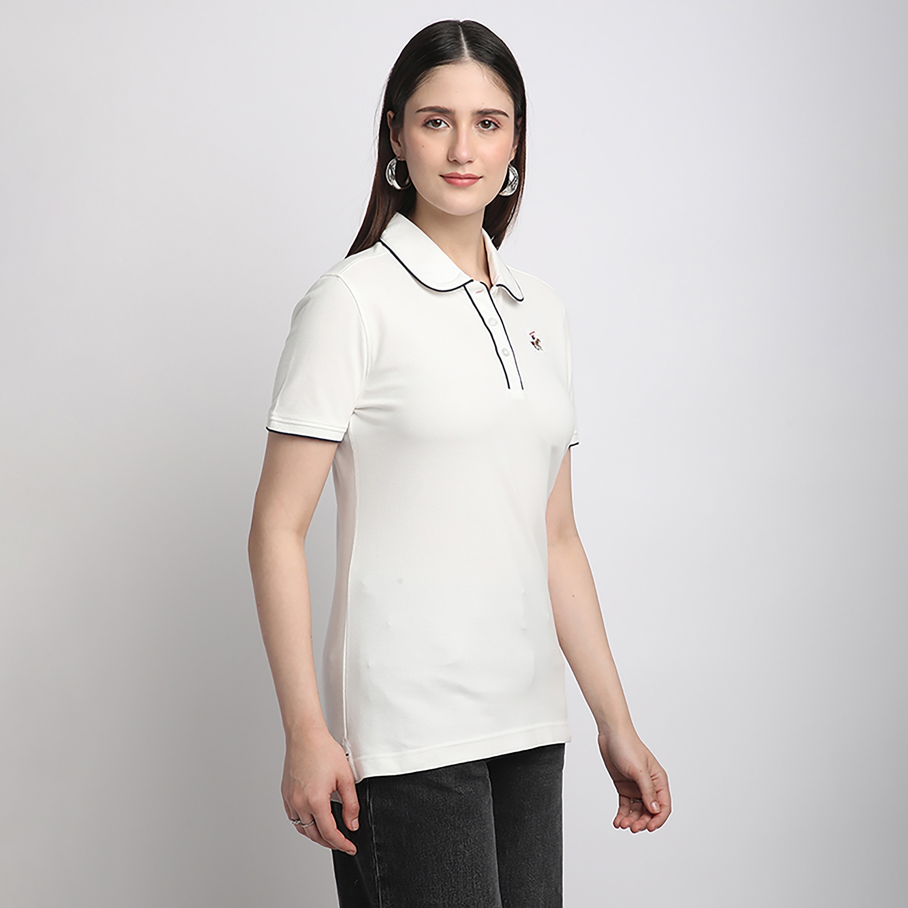 تي شيرت بولو نسائي سادة بياقة وأكمام قصيرة من بيفرلي هيلز بولو كلوب-women-clothing-tshirts-image-3